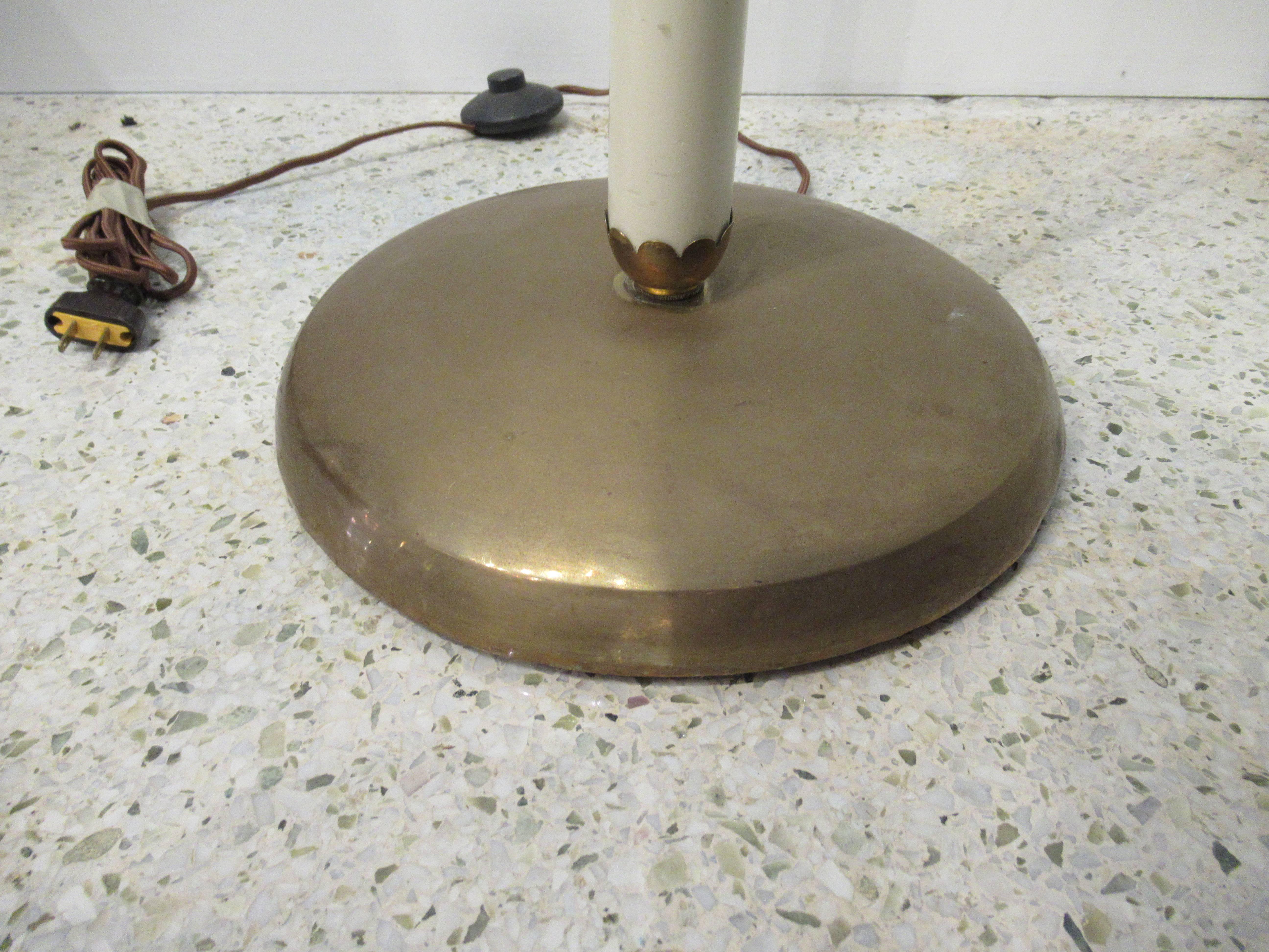 Fine Italian Modern Parchment, Brass and Glass Floor Lamp, Sabino, 1950s For Sale 5