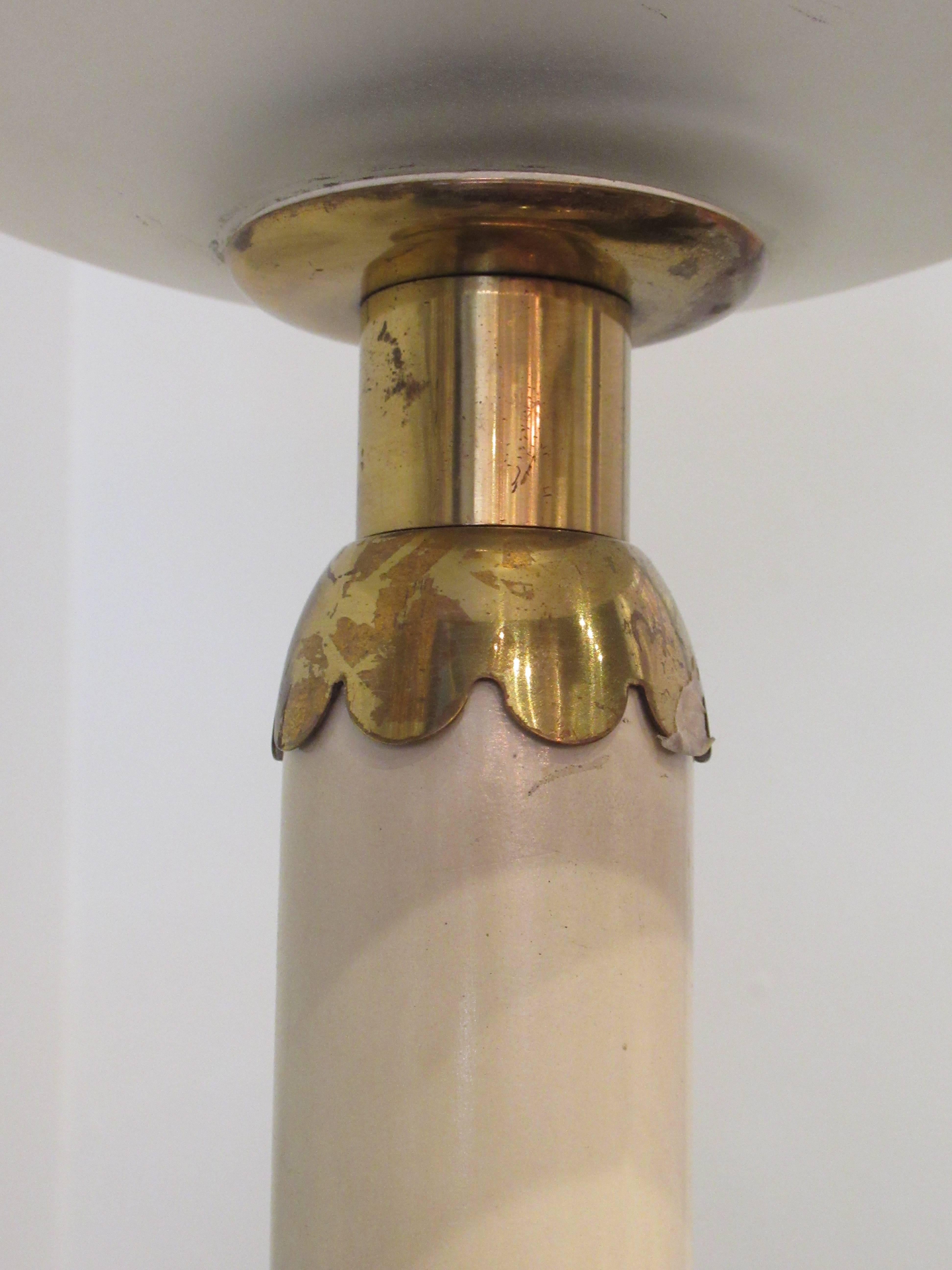 Fine Italian Modern Parchment, Brass and Glass Floor Lamp, Sabino, 1950s For Sale 1