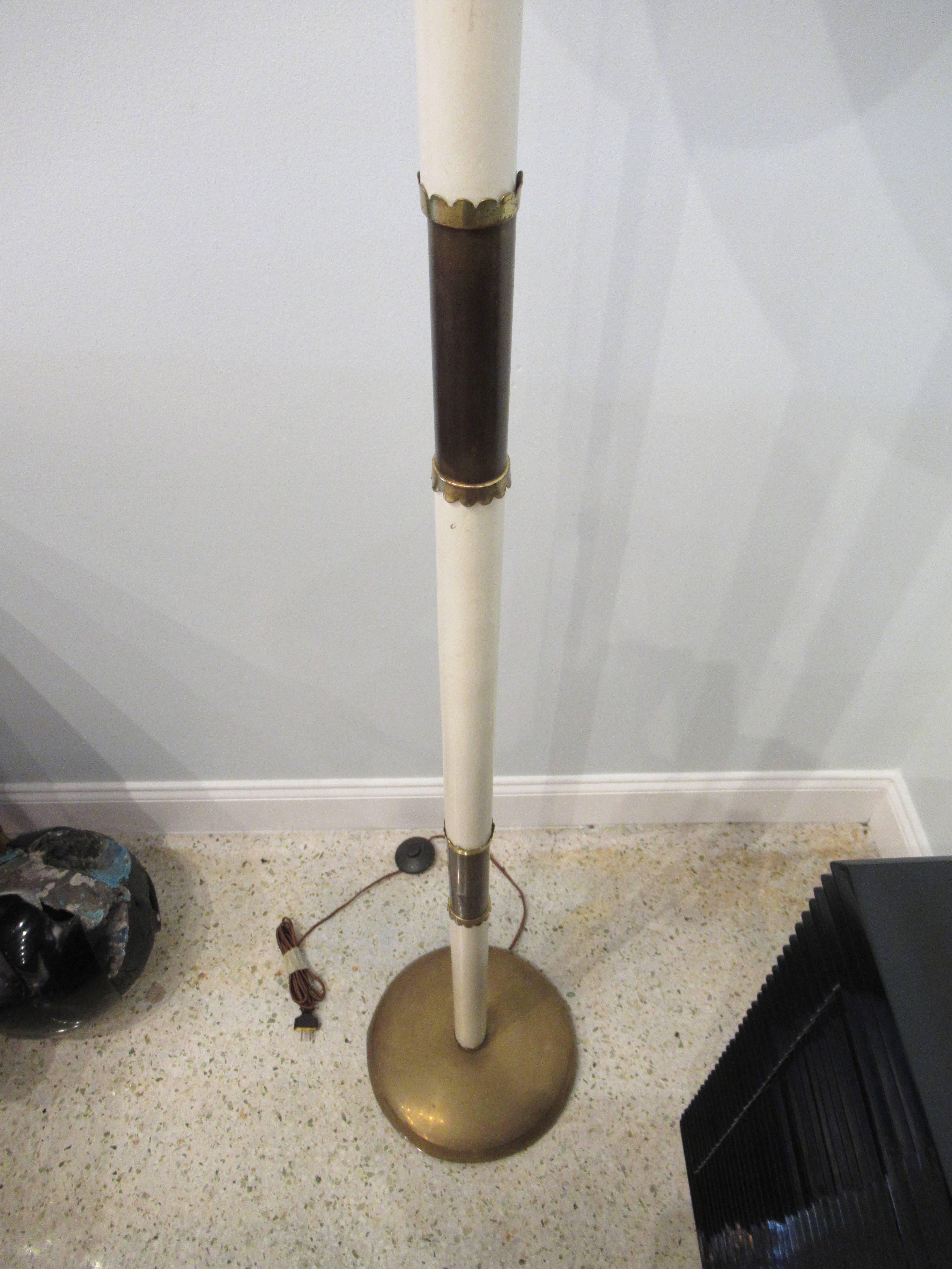 Fine Italian Modern Parchment, Brass and Glass Floor Lamp, Sabino, 1950s For Sale 4