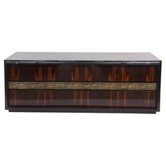 Fine Italian modern Rosewood and Brass Buffet or Sideboard, Luciano Frigerio