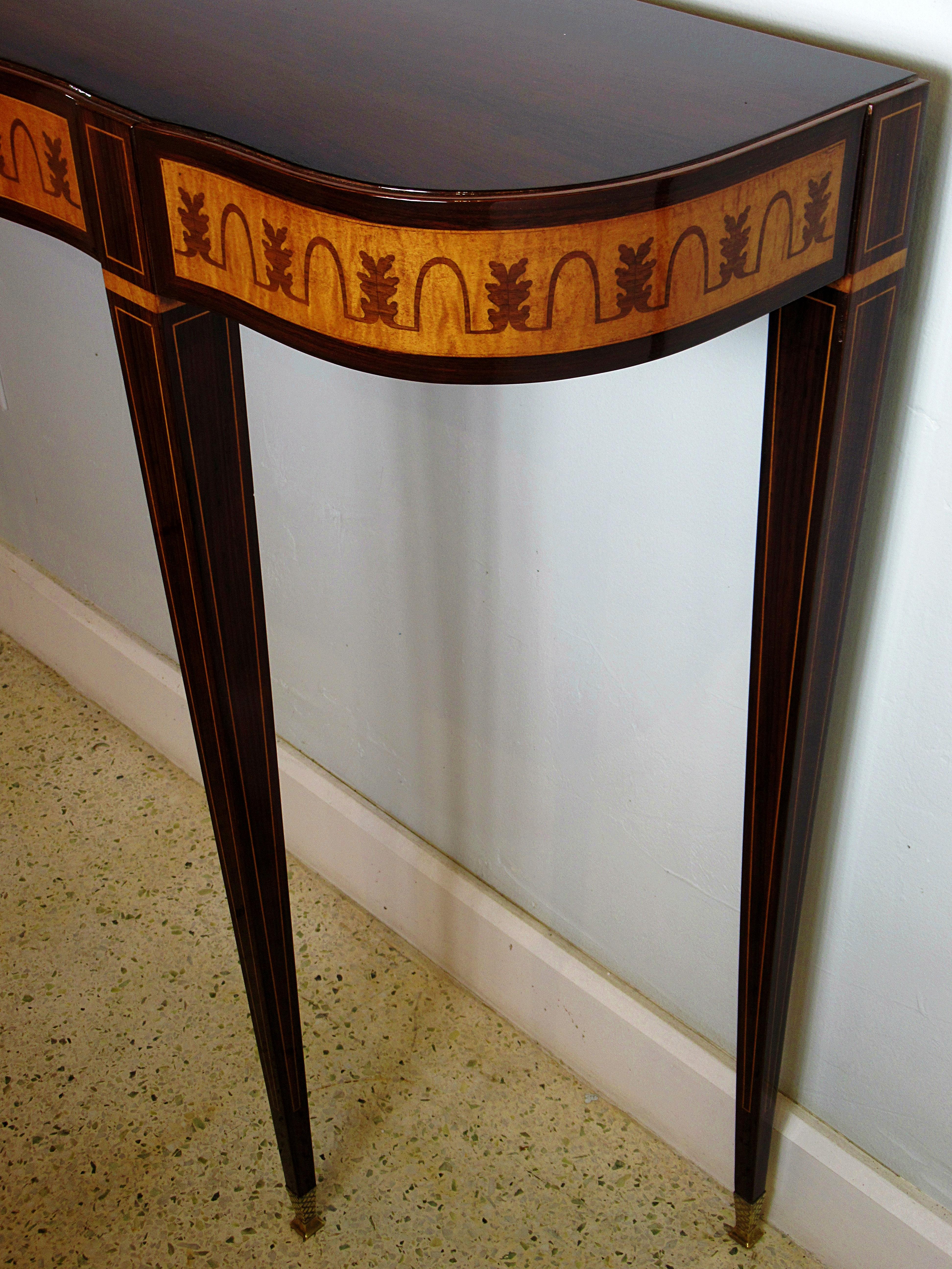 Fine Italian Modern Rosewood and Walnut Marquetry Console Table, Paolo Buffa 5