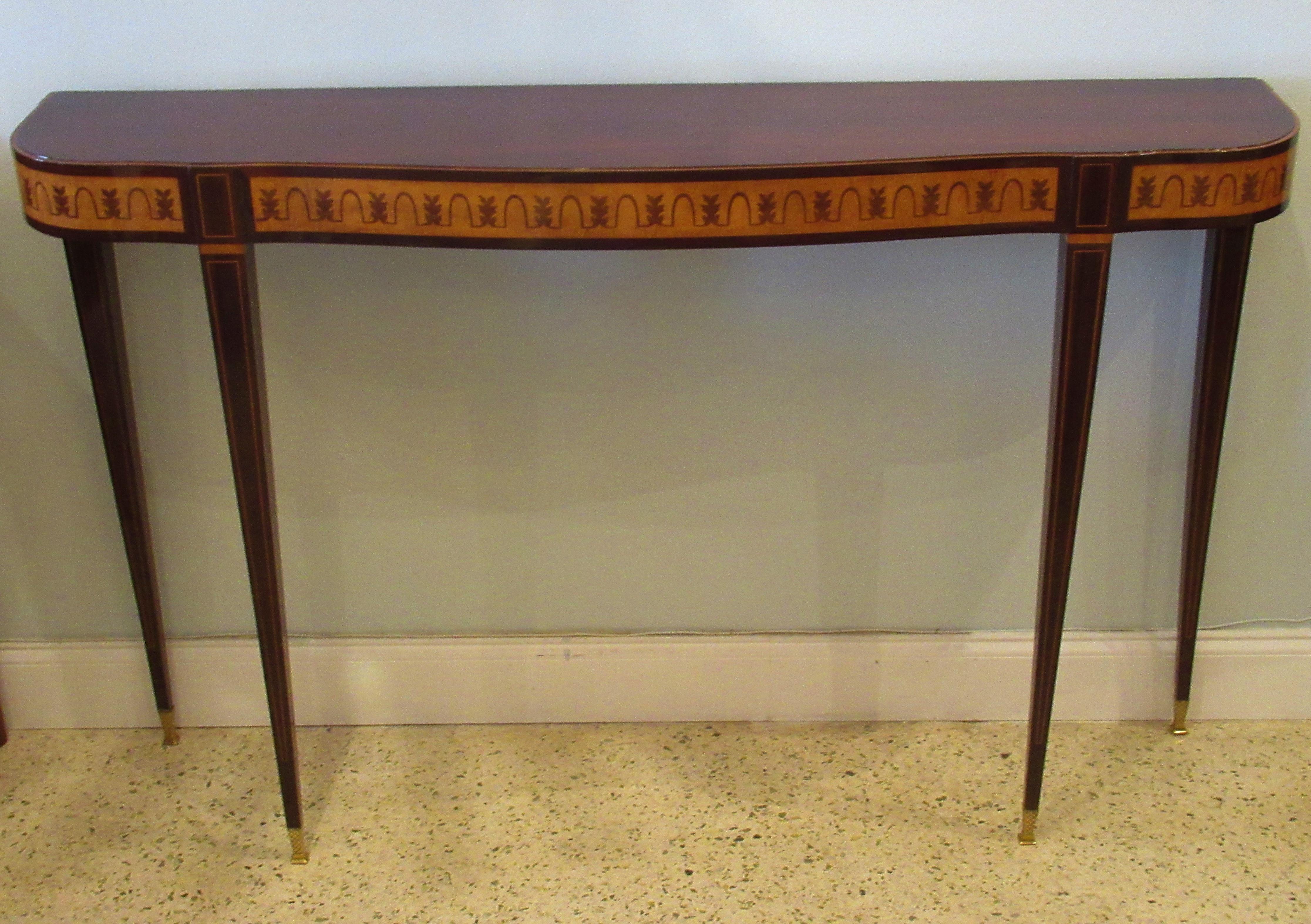 Fine Italian Modern Rosewood and Walnut Marquetry Console Table, Paolo Buffa 1