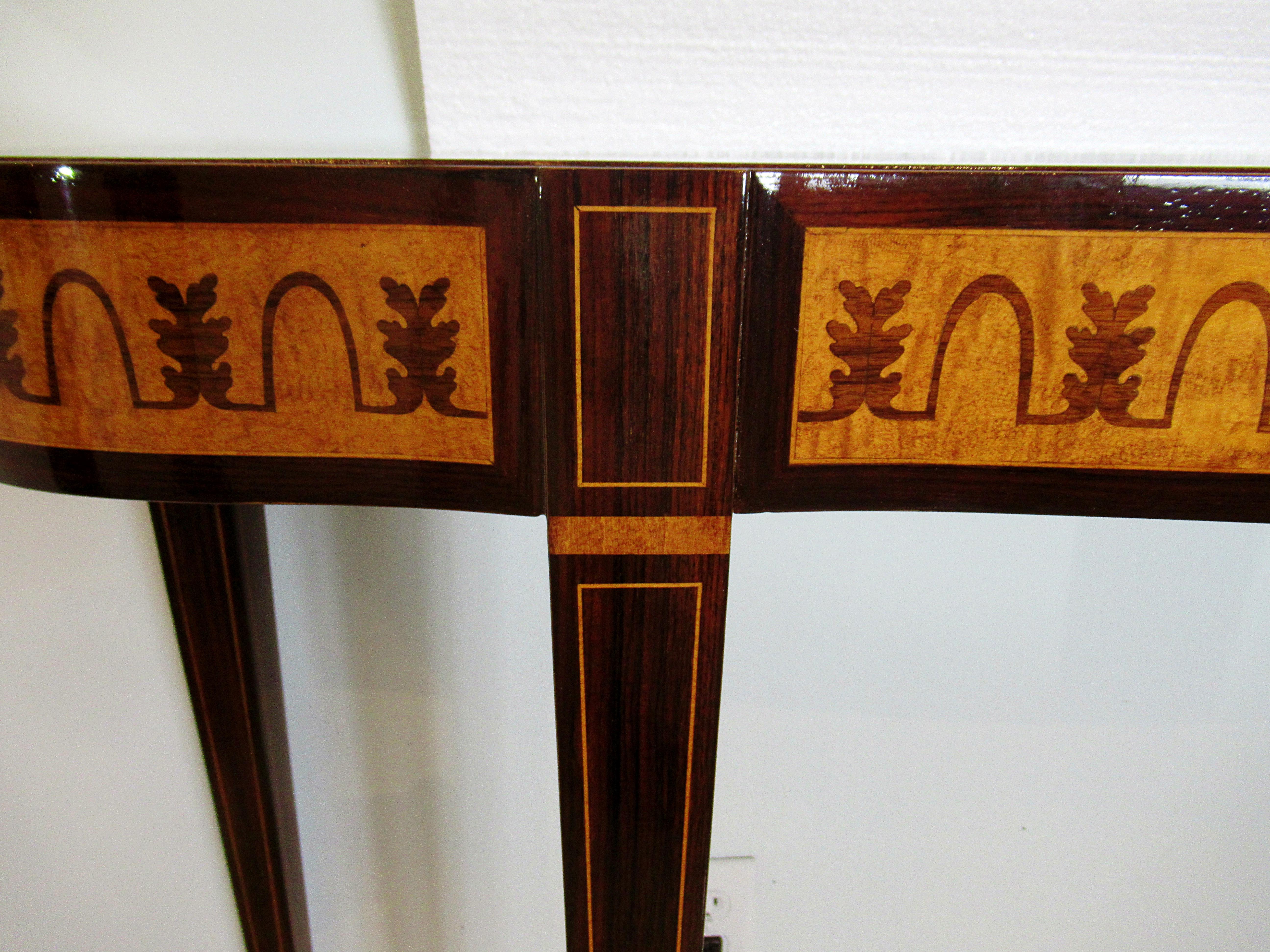 Fine Italian Modern Rosewood and Walnut Marquetry Console Table, Paolo Buffa 3