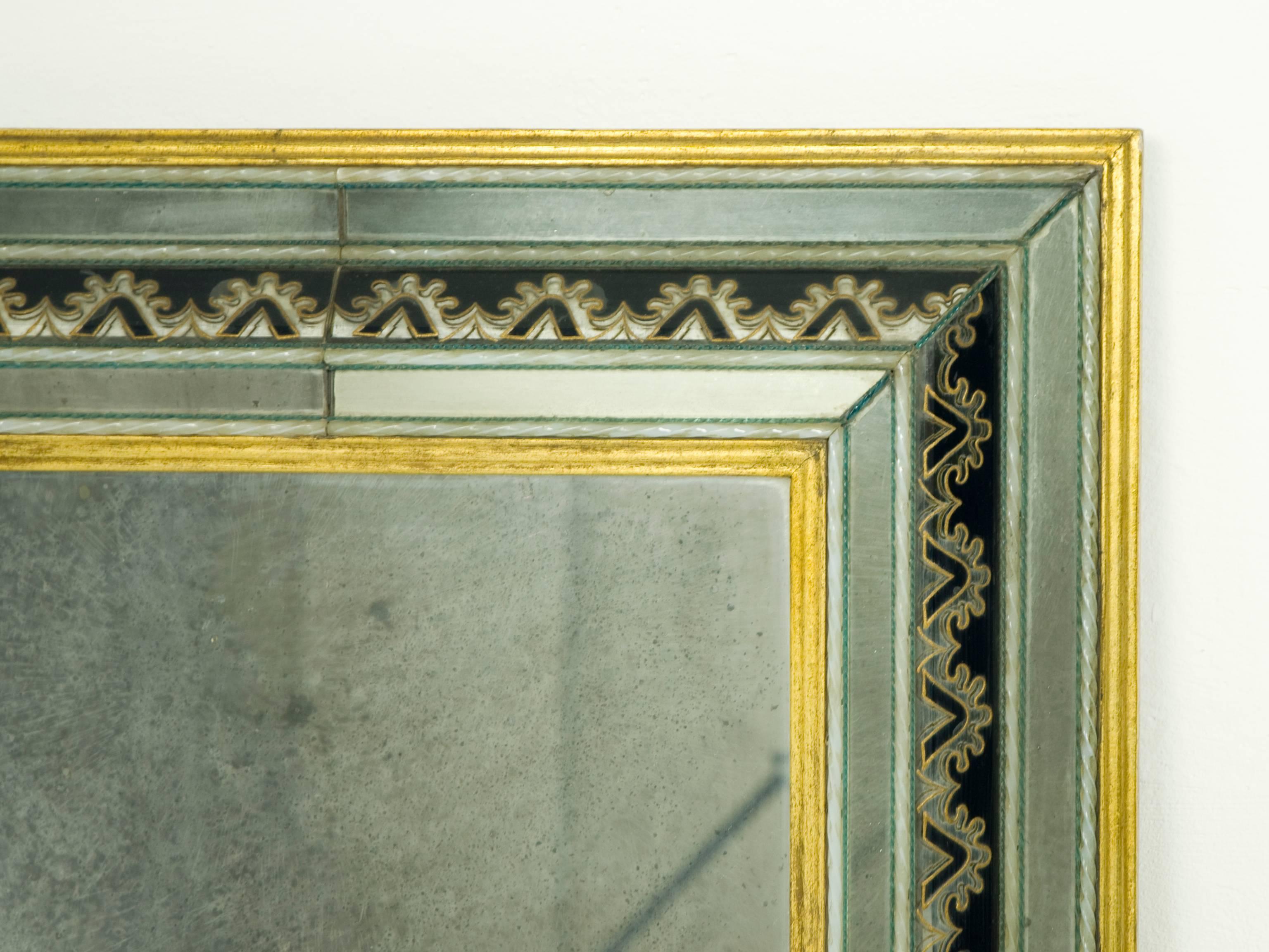 Gilt Fine Italian Murano Glass and Wood, 1930s Wall Mirror