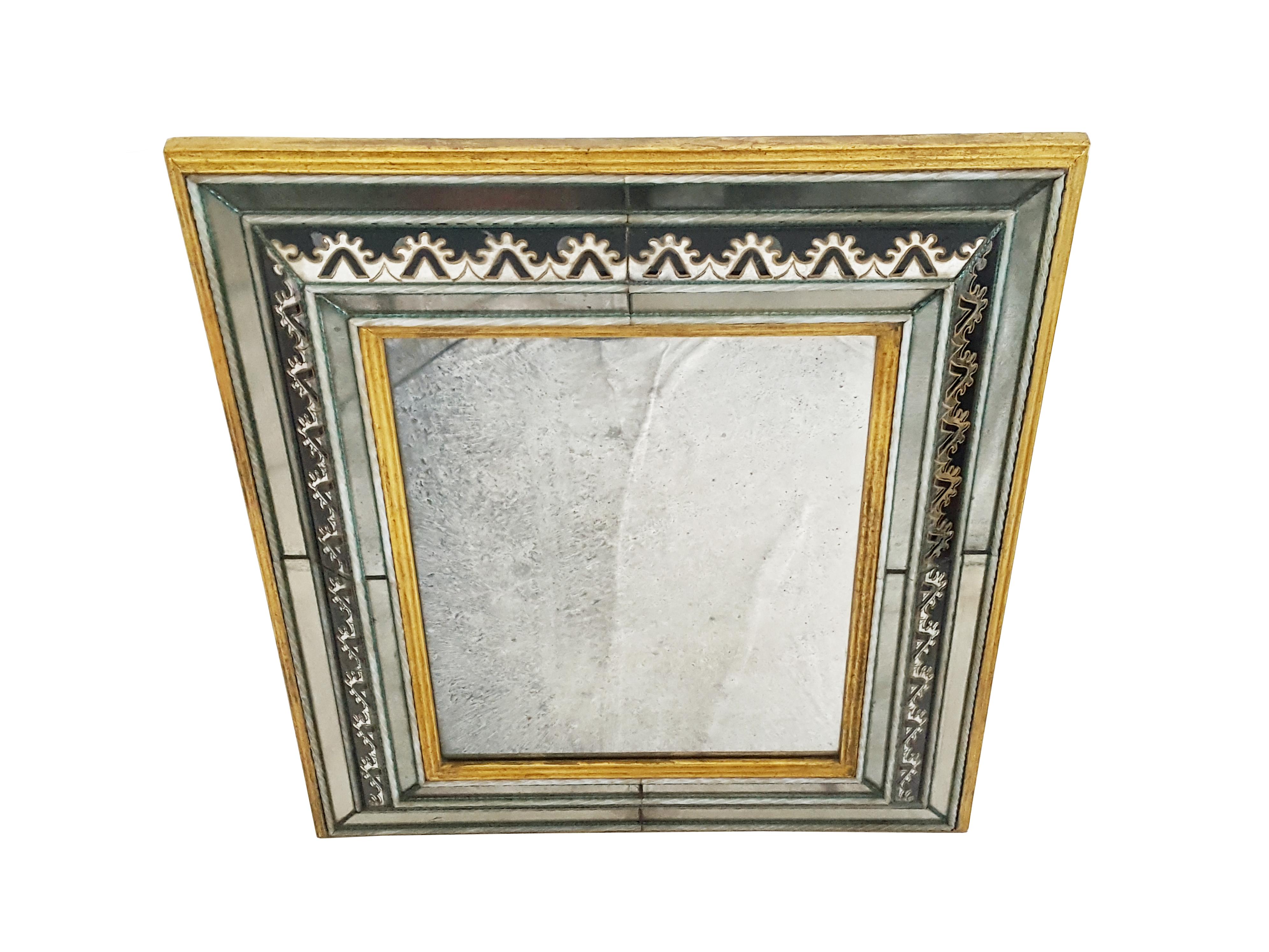 Fine Italian Murano Glass and Wood, 1930s Wall Mirror 1
