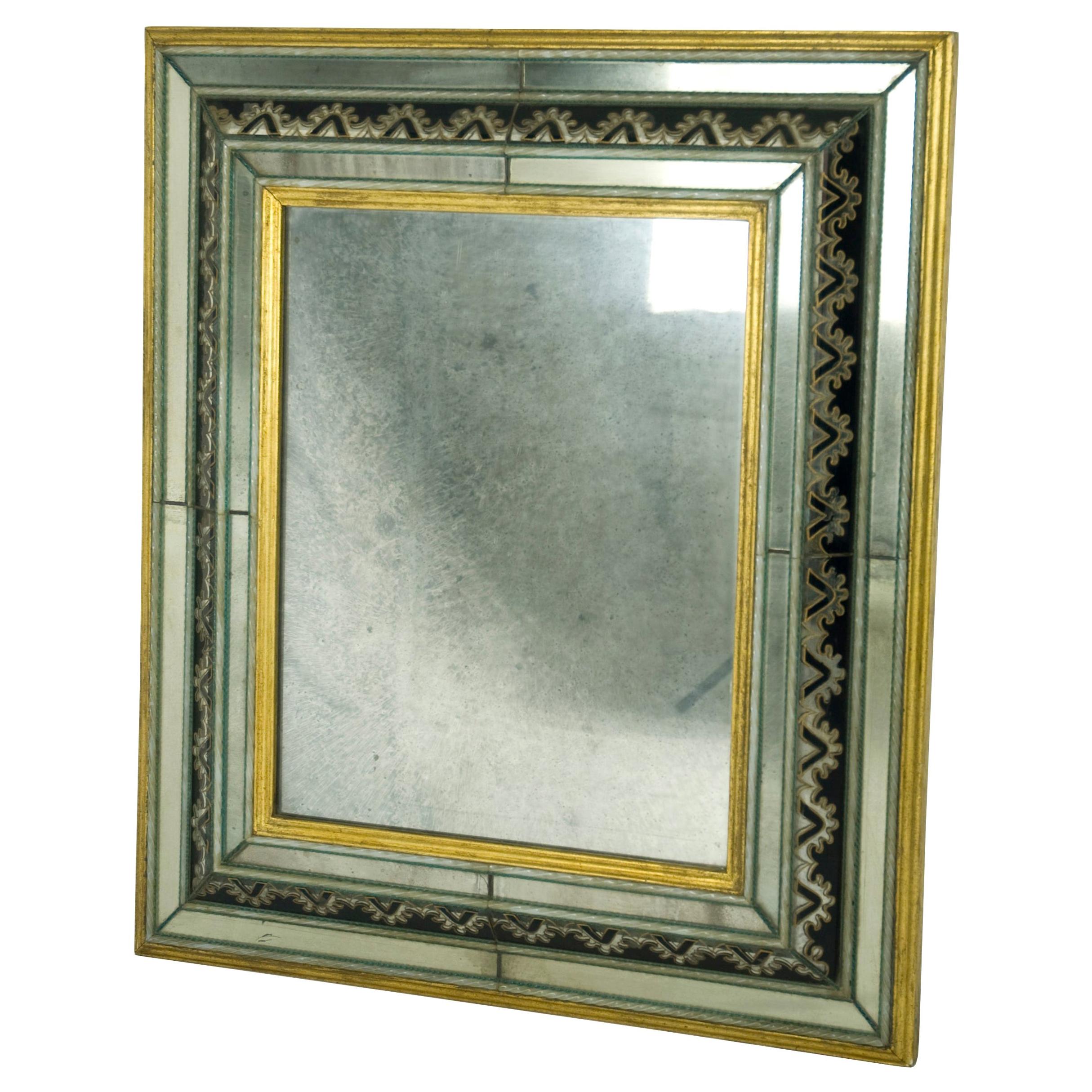 Fine Italian Murano Glass and Wood, 1930s Wall Mirror