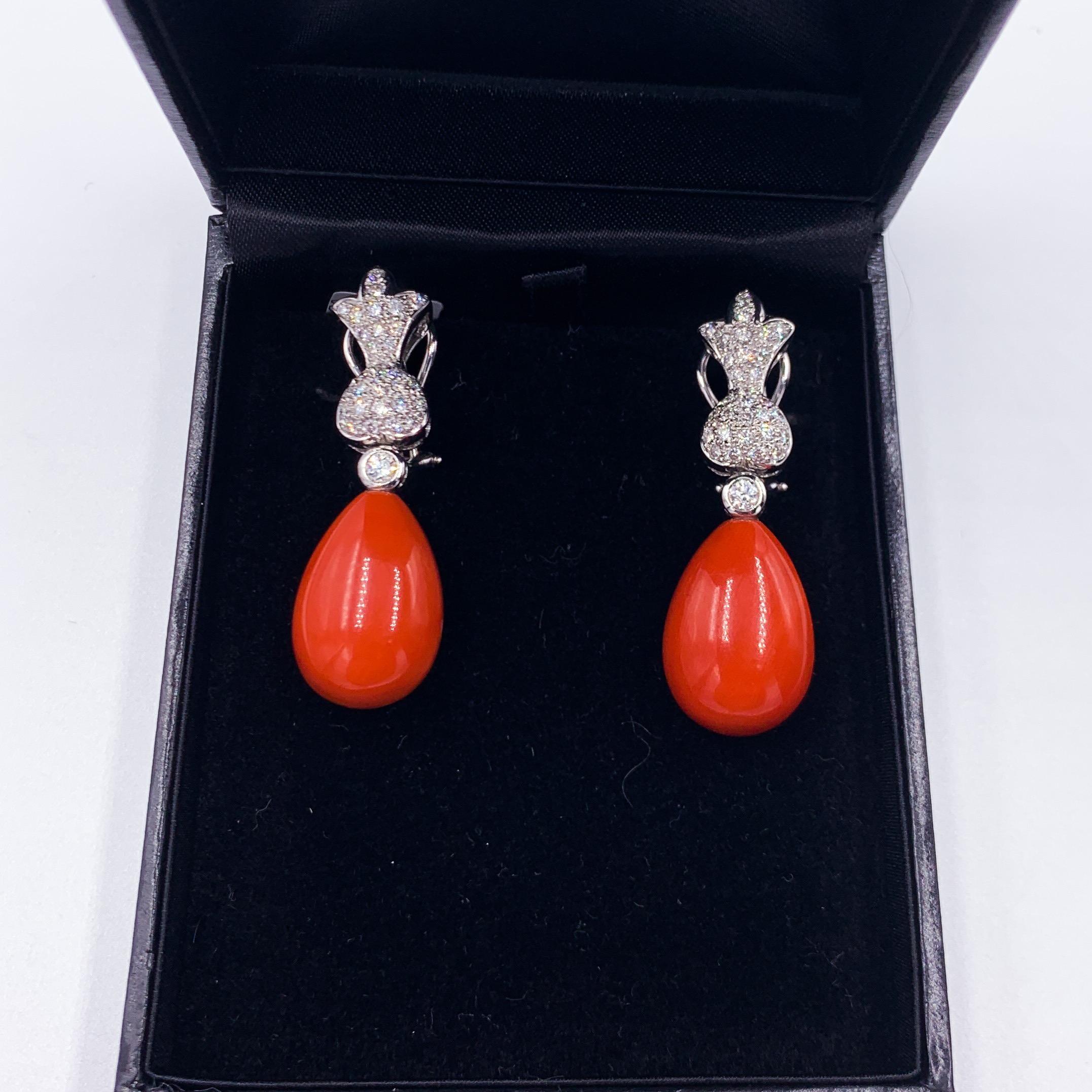 Contemporary Fine Italian Oxblood Coral Earrings