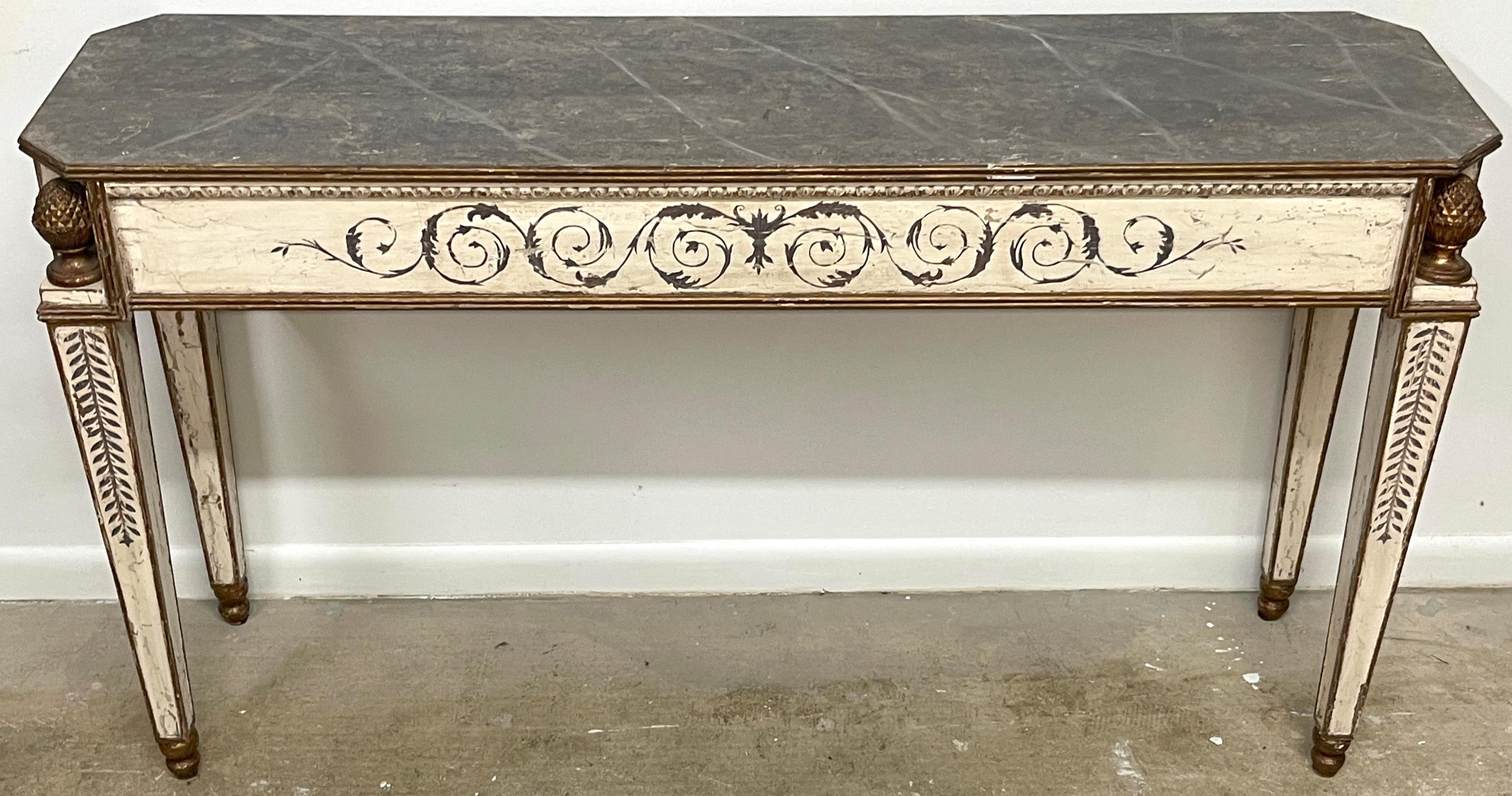 Fine Italian Painted & Gilt Neoclassical Console Table  4