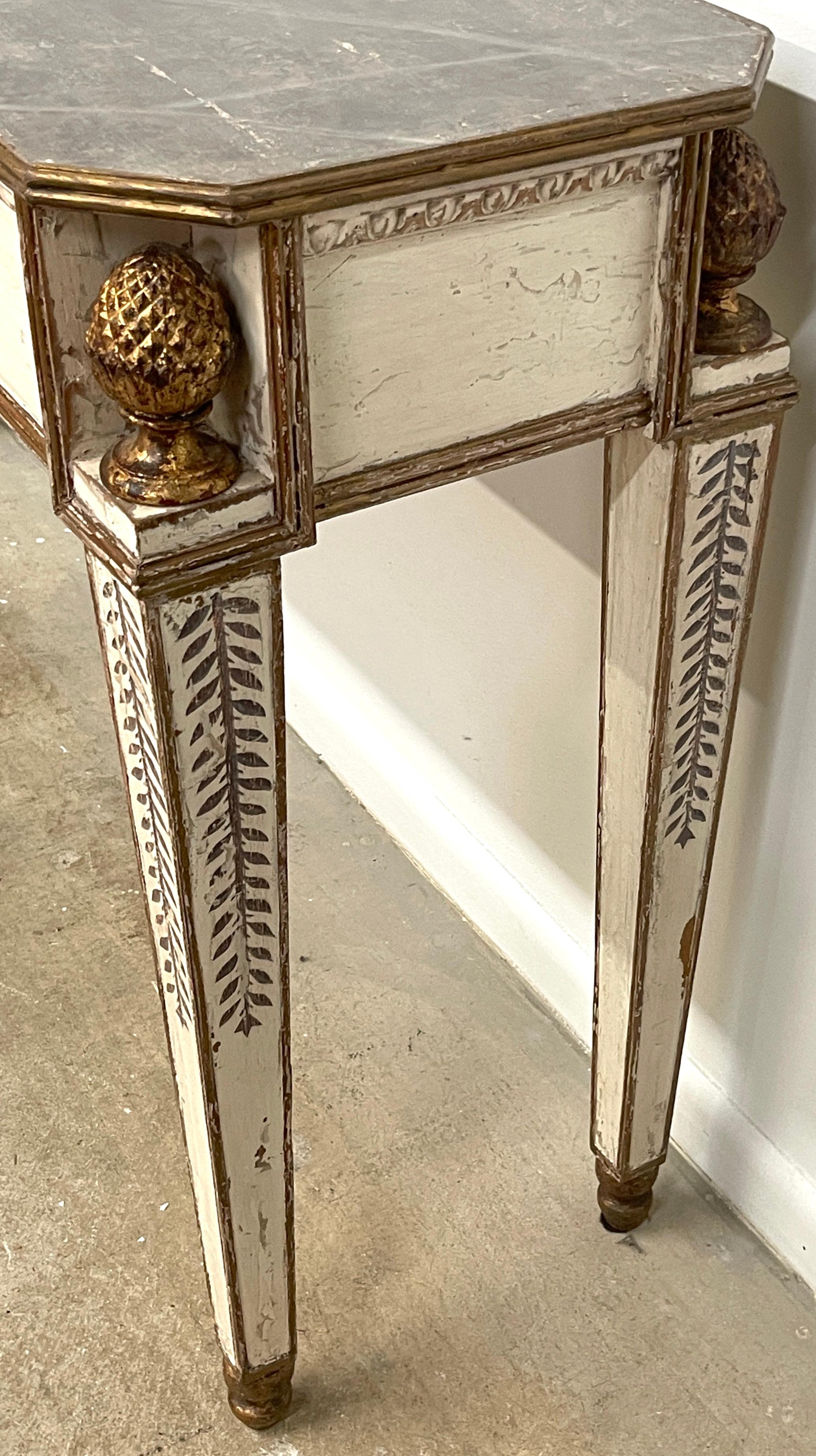Fine Italian Painted & Gilt Neoclassical Console Table  In Good Condition In West Palm Beach, FL