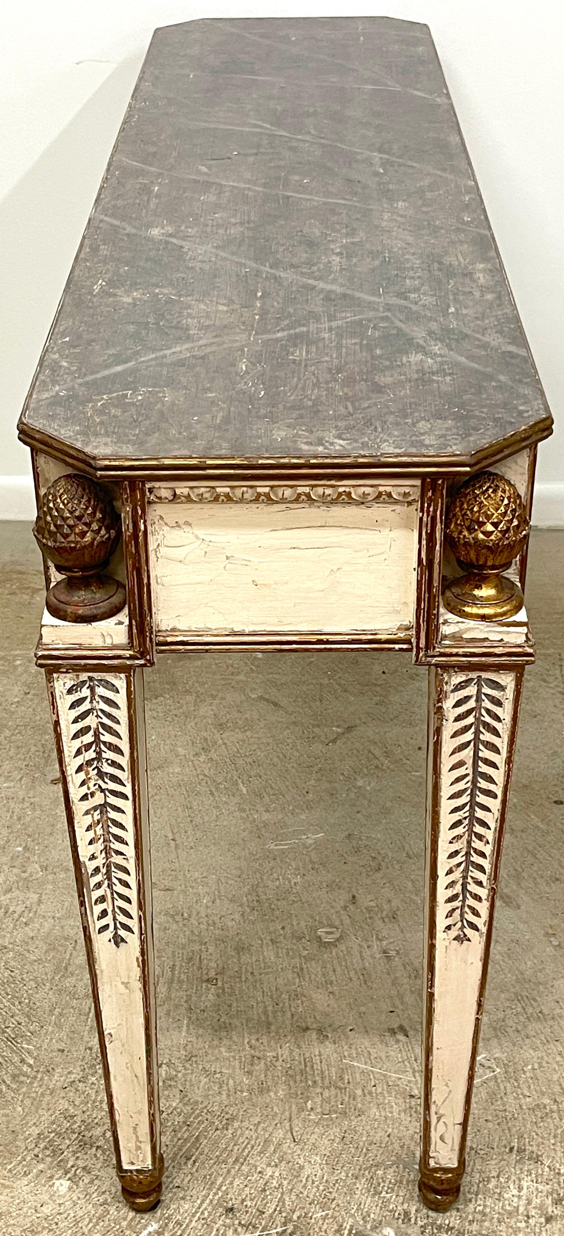 Fine Italian Painted & Gilt Neoclassical Console Table  1