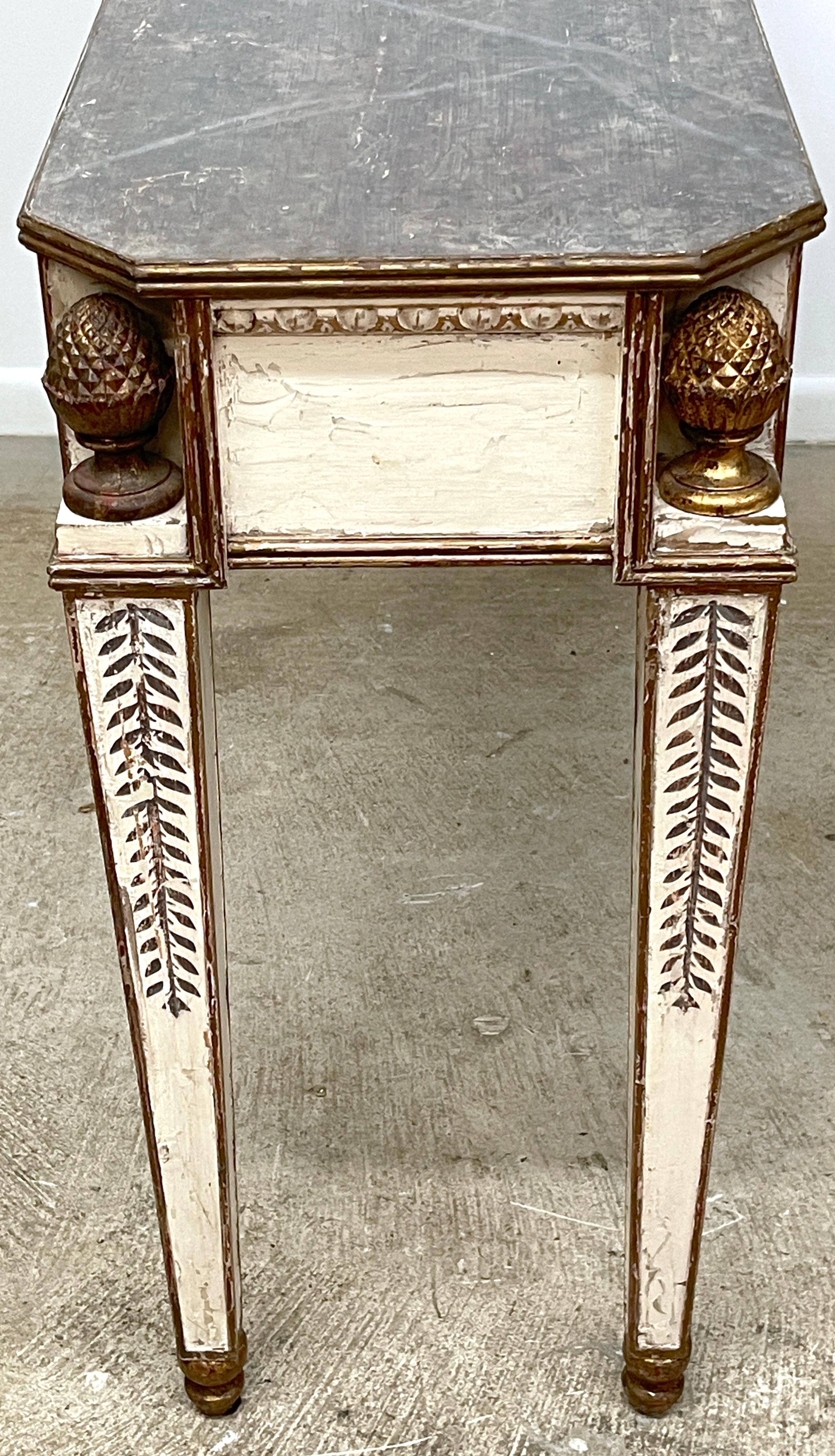 Fine Italian Painted & Gilt Neoclassical Console Table  2
