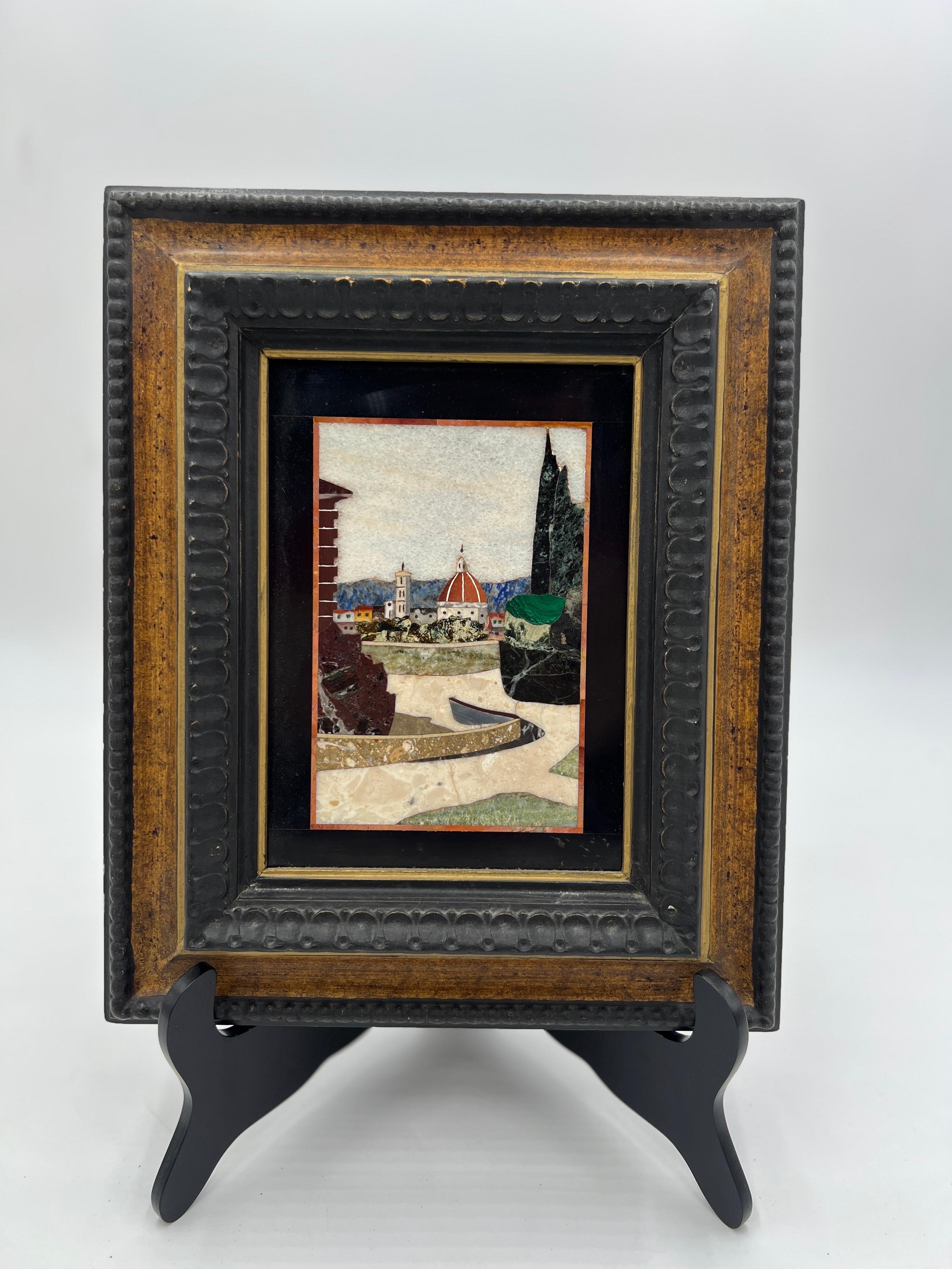 Fine Italian Pietra Dura Inlaid Gemstone Plaque W/ Capital Building In Good Condition For Sale In Atlanta, GA