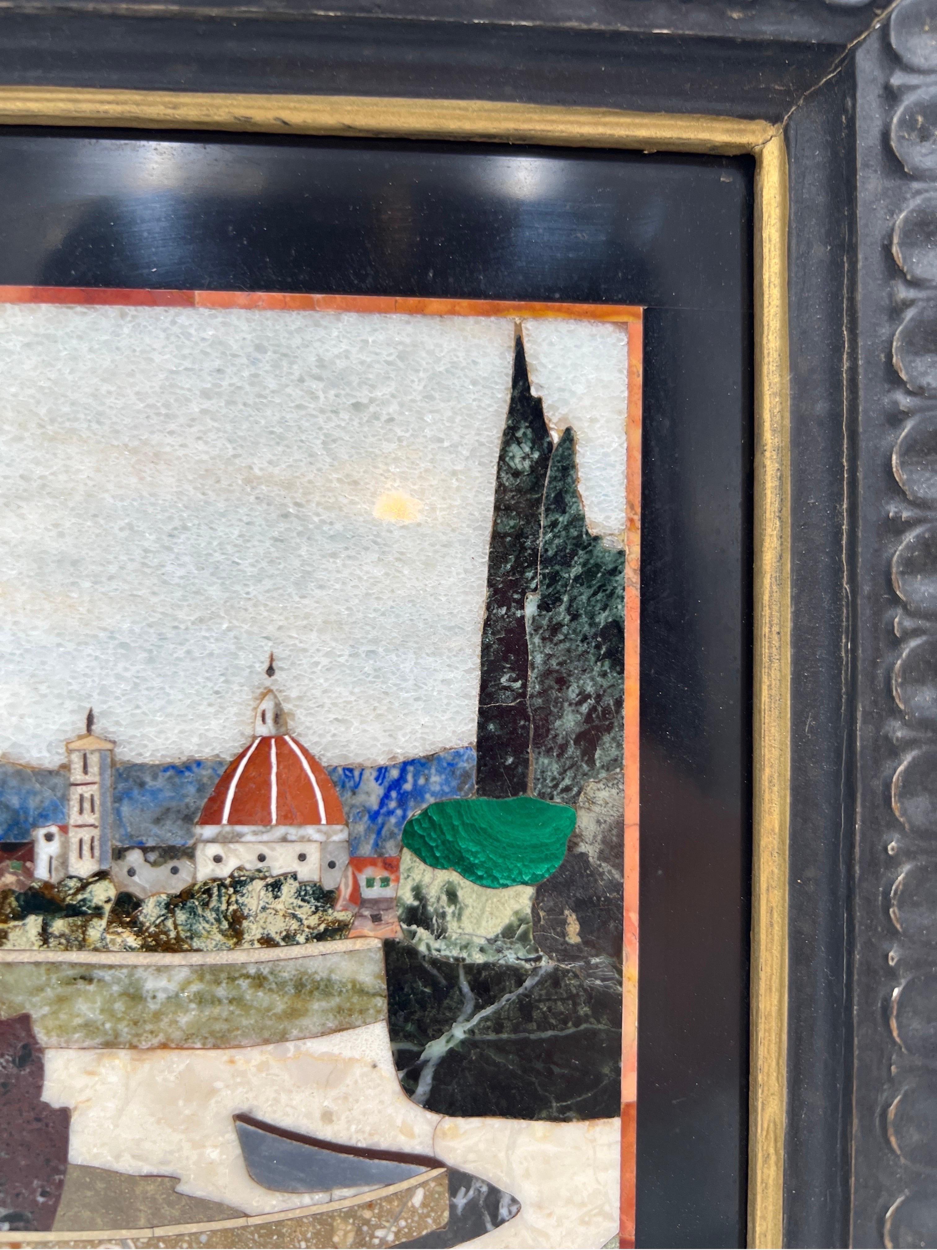 Fine Italian Pietra Dura Inlaid Gemstone Plaque W/ Capital Building 1