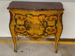 Fine Italian Piranesi Topographical Polychromed Marble Top Commode