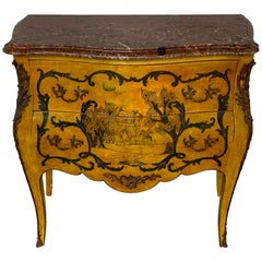 Fine Italian Piranesi Topographical Polychromed Marble Top Commode