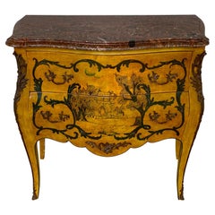 Fine Italian Piranesi Topographical Polychromed Marble Top Commode