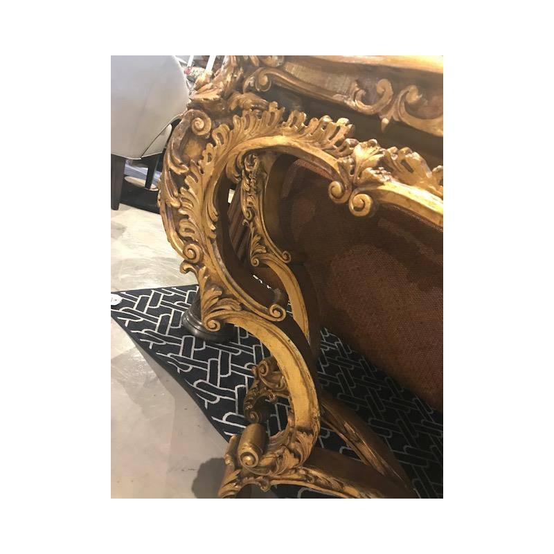 Fine Italian Rococo Style Carved Giltwood Console with Fretwork 5