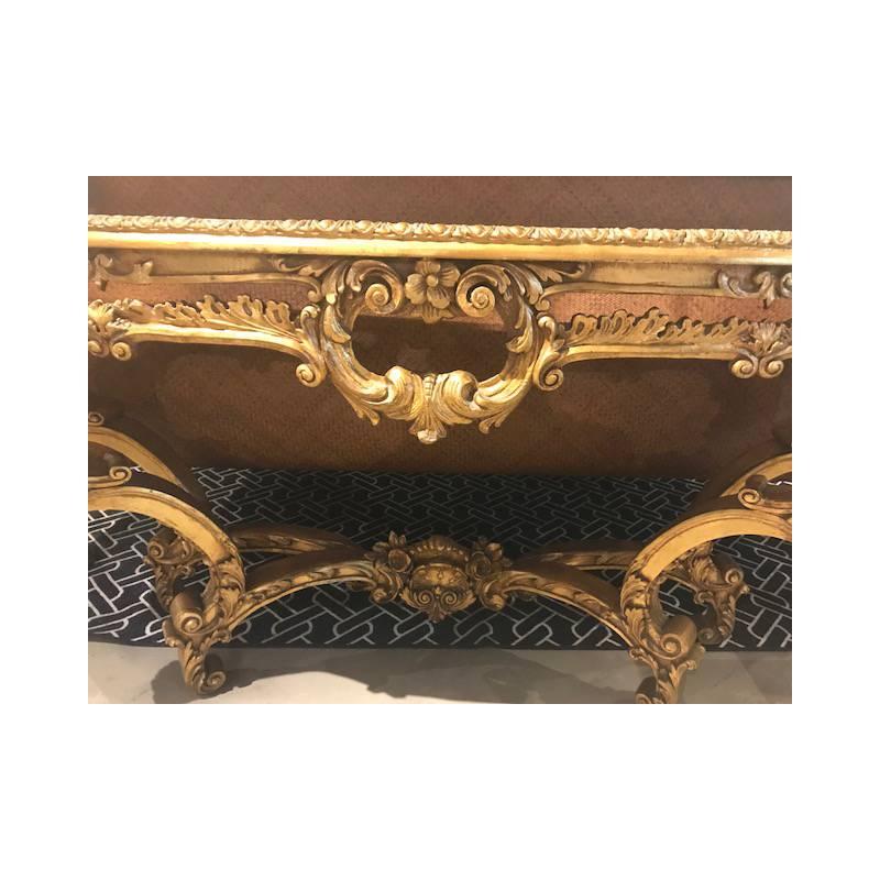 Fine Italian Rococo Style Carved Giltwood Console with Fretwork 2