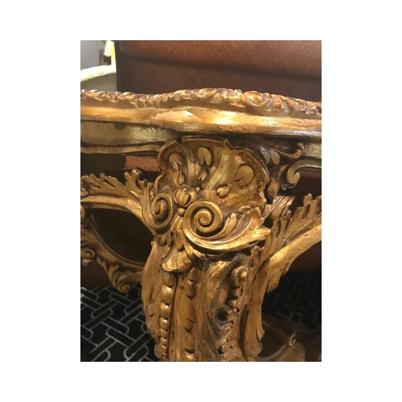 Fine Italian Rococo Style Carved Giltwood Console with Fretwork 4
