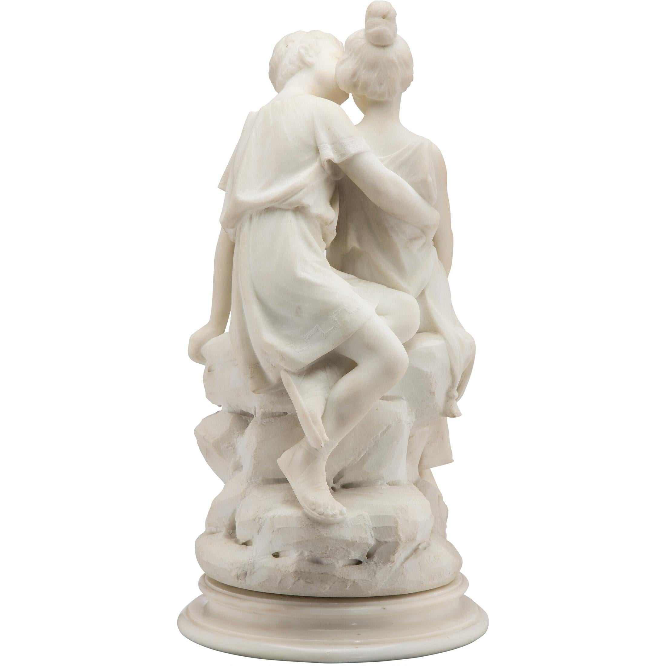 italien Statue en marbre blanc de F. Vichi en vente