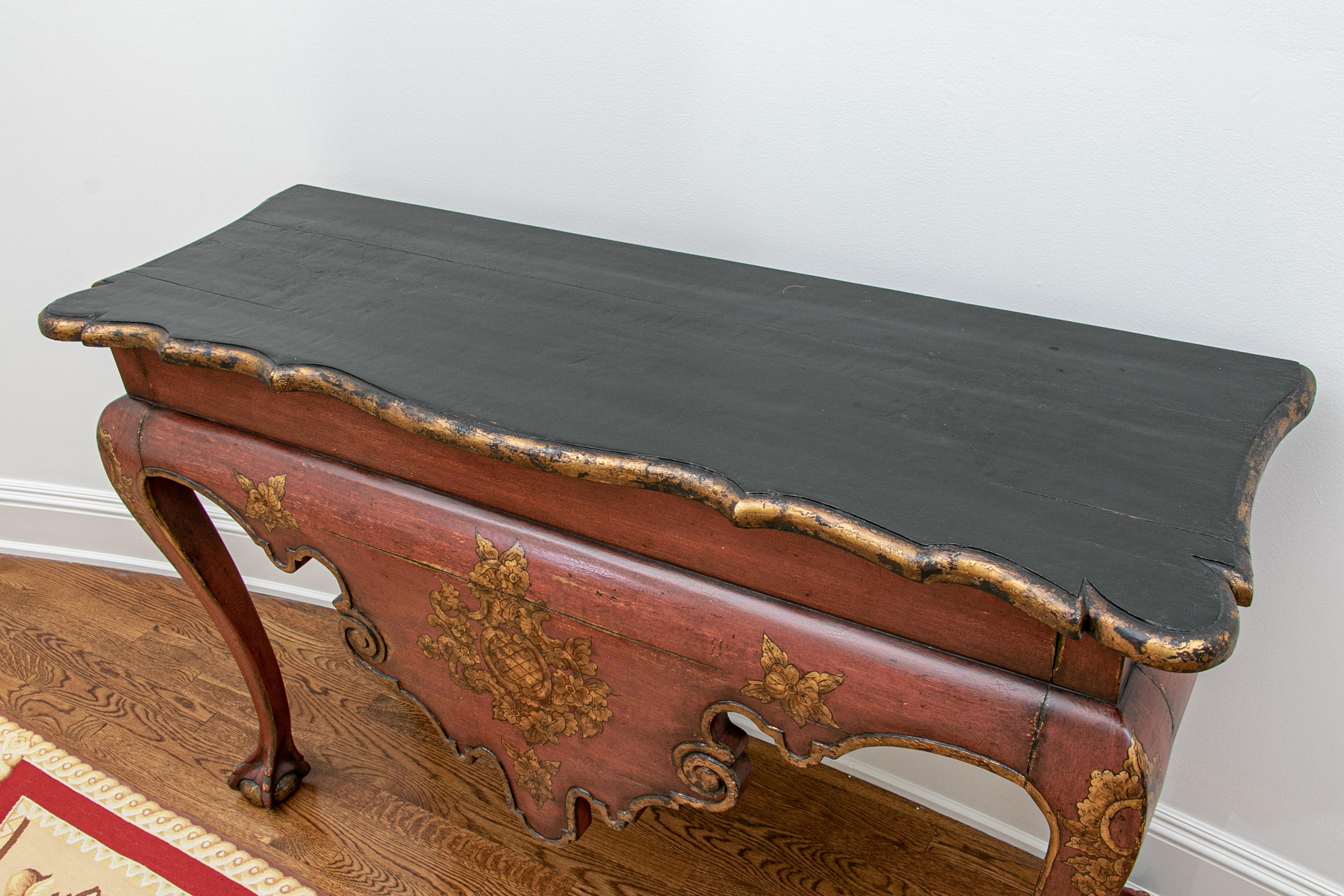Wood Fine Italianate Carved and Decorated Console Table