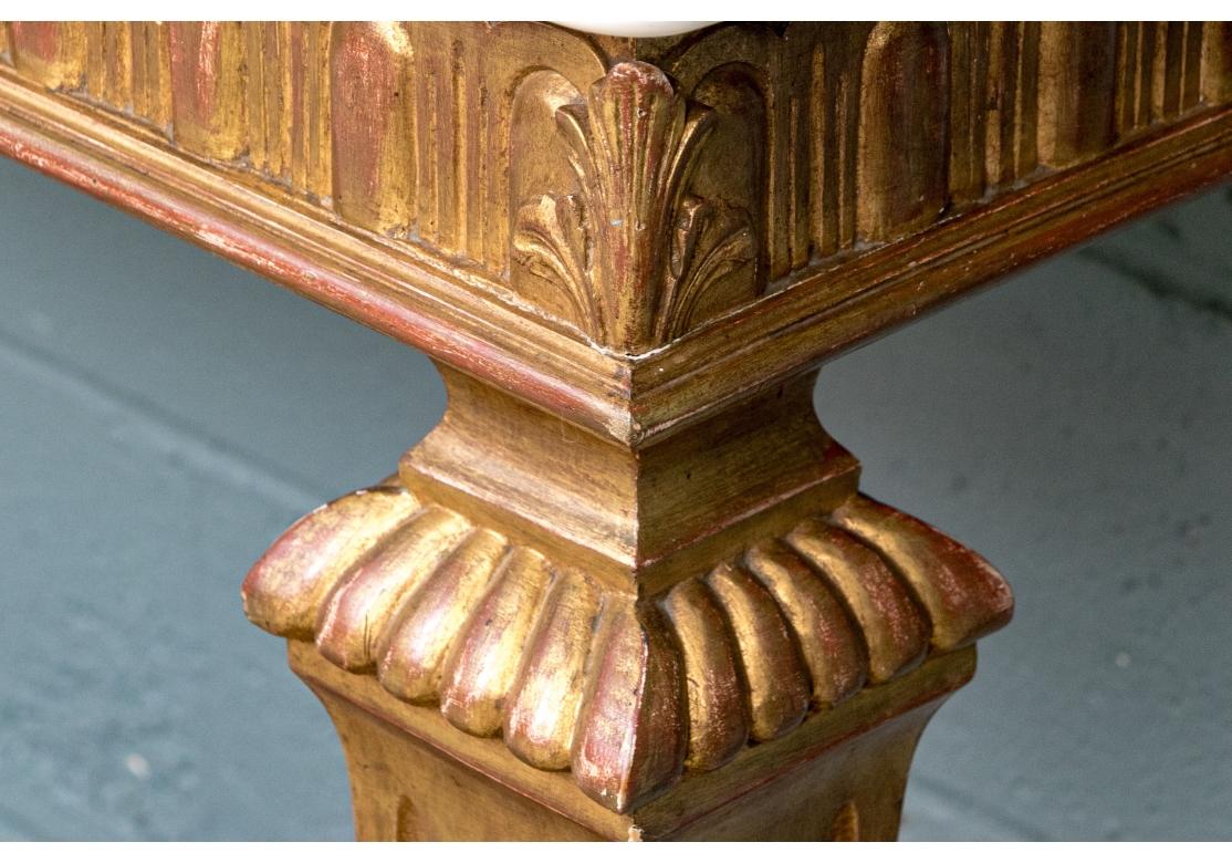 Carved Fine Italianate Gilt Wall Mount Console With Marble Top For Sale