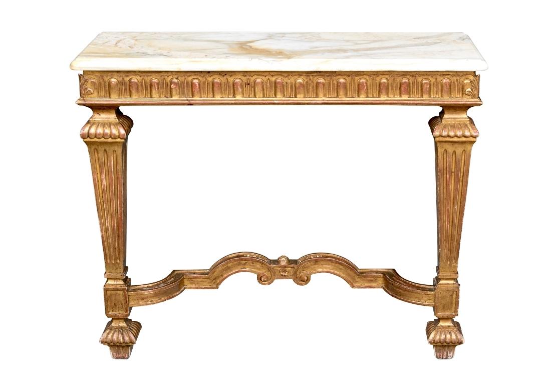 Fine Italianate Gilt Wall Mount Console With Marble Top For Sale 3