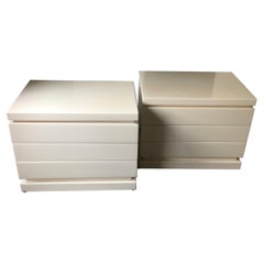 Fine Ivory Lacquered Nightstands by Maison Jean Charles, France, 1975