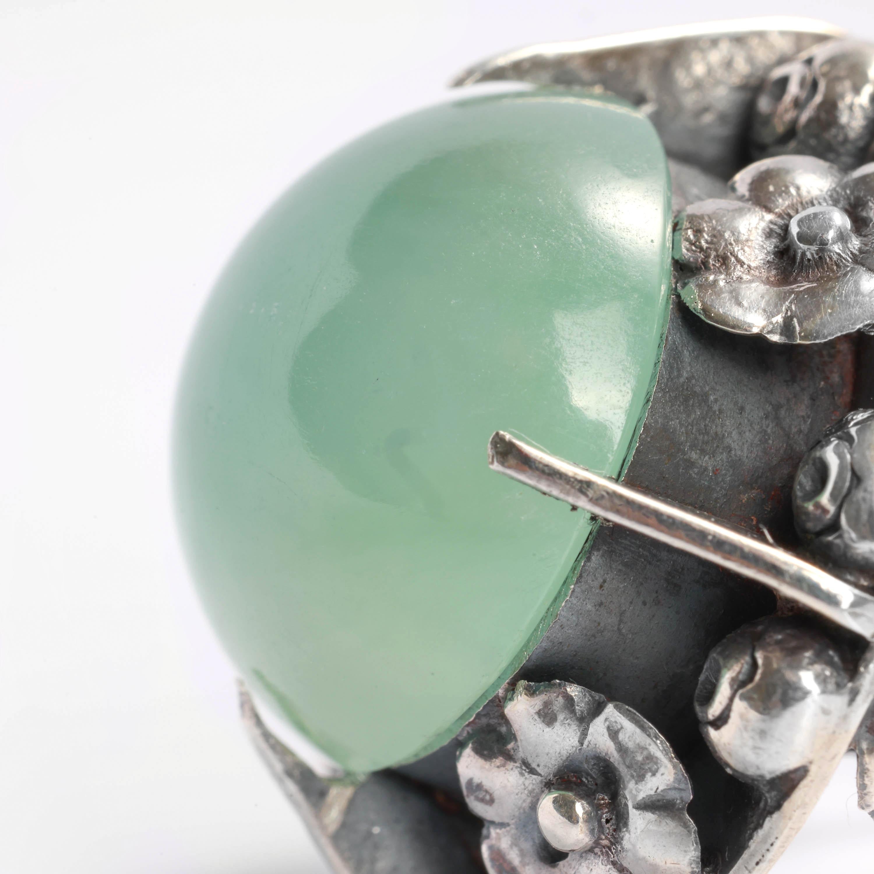 Arts and Crafts-Ring aus feiner Jade, zertifiziert und unbehandelt im Angebot 2