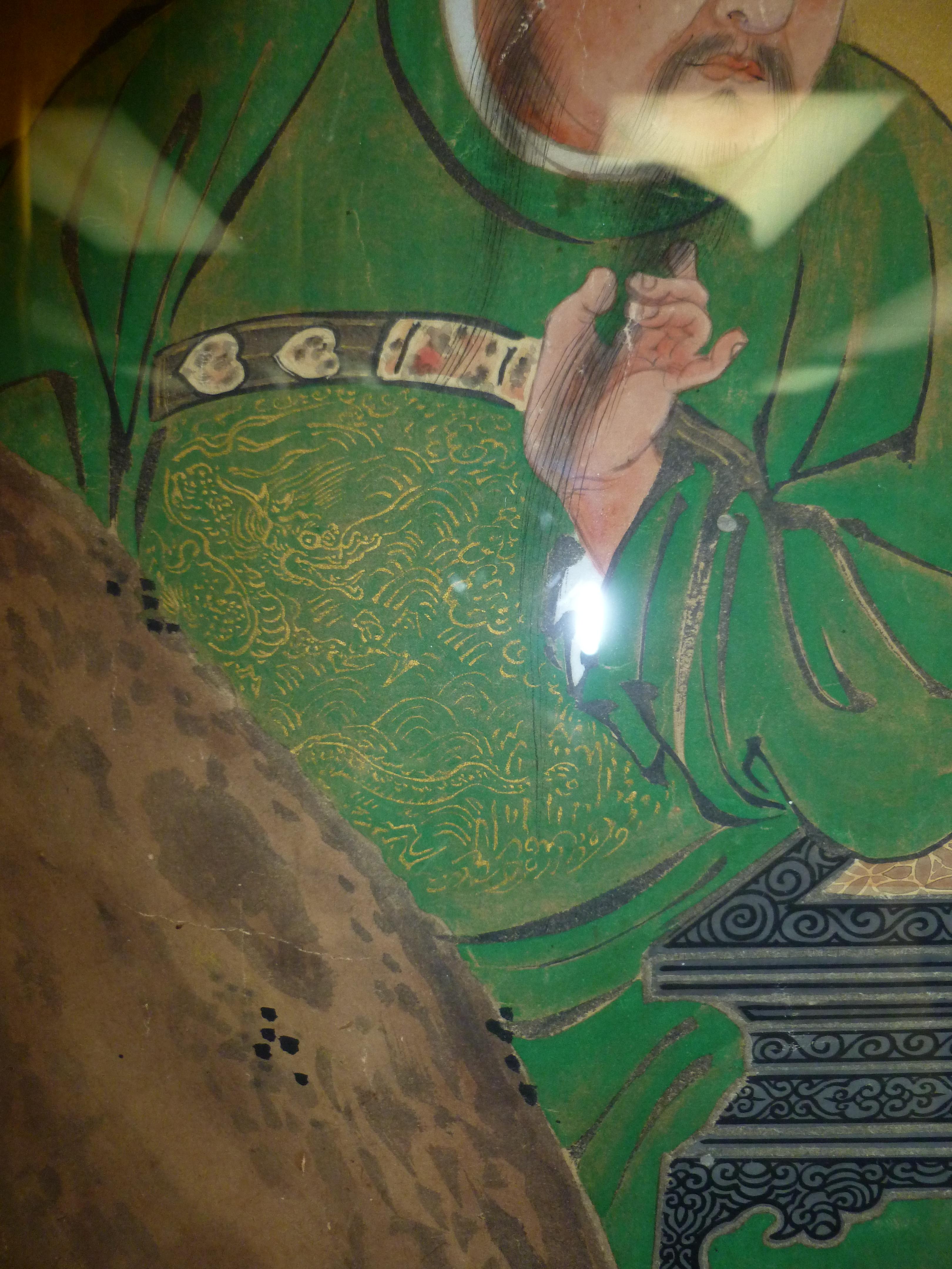 Fine Japanese Brush Painting of Guan Di, Conservation Framed In Good Condition For Sale In Greenwich, CT