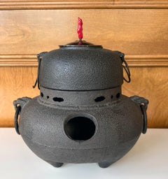 Fine Japanese Cast Iron Chagama Set for Tea Ceremoney