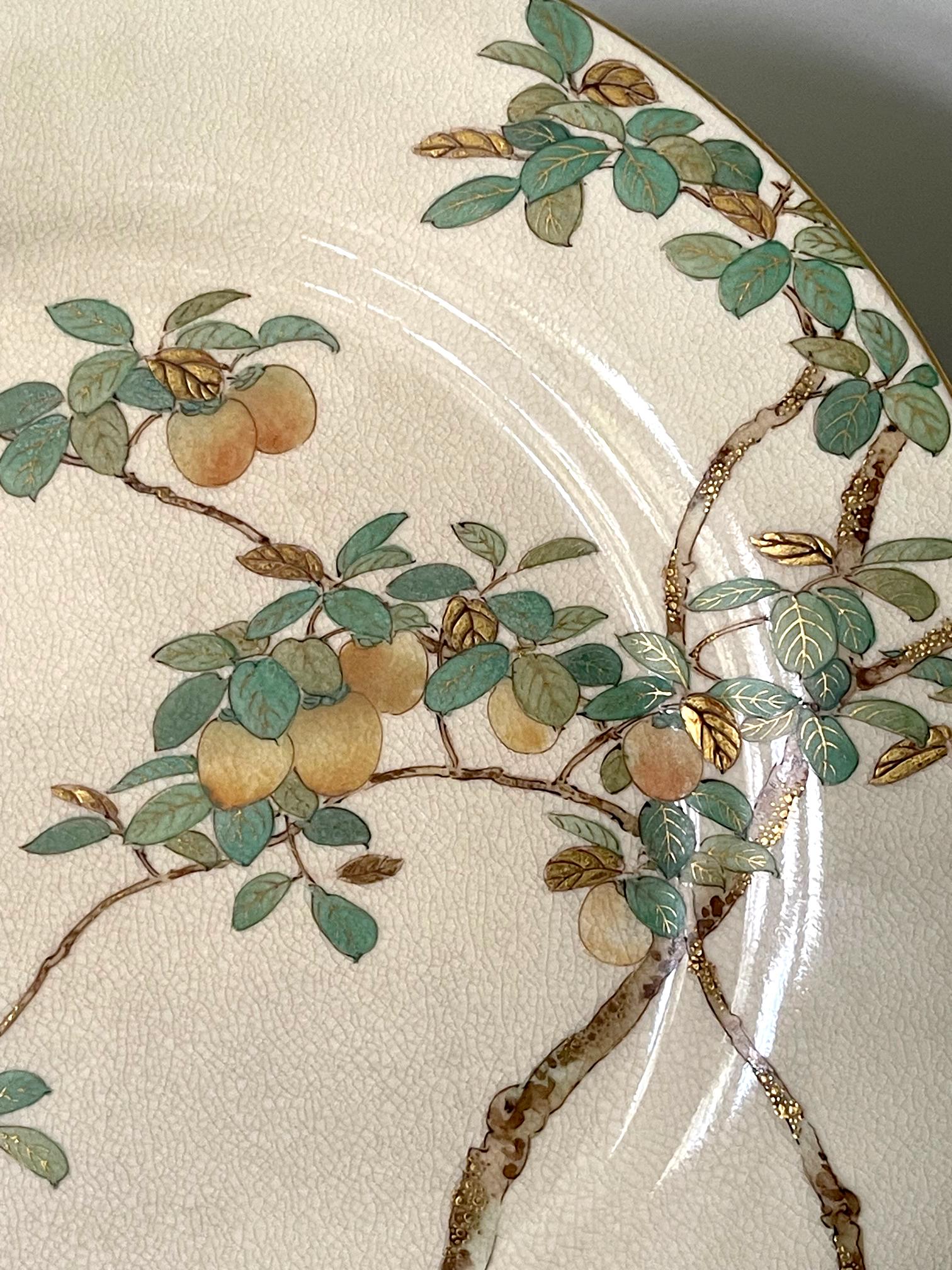 Glazed Fine Japanese Ceramic Plate by Kinkozan for Yamanaka & Co. For Sale