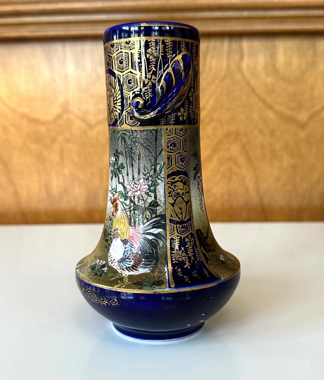 Feine japanische Satsuma-Vase aus Keramik von Kinkozan  (Meiji-Periode) im Angebot