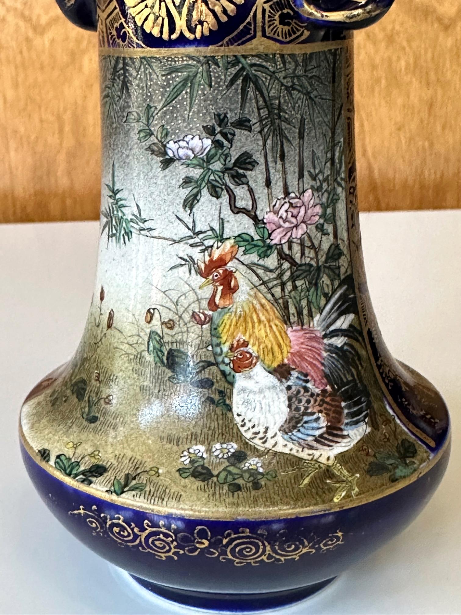 Feine japanische Satsuma-Vase aus Keramik von Kinkozan  im Angebot 2