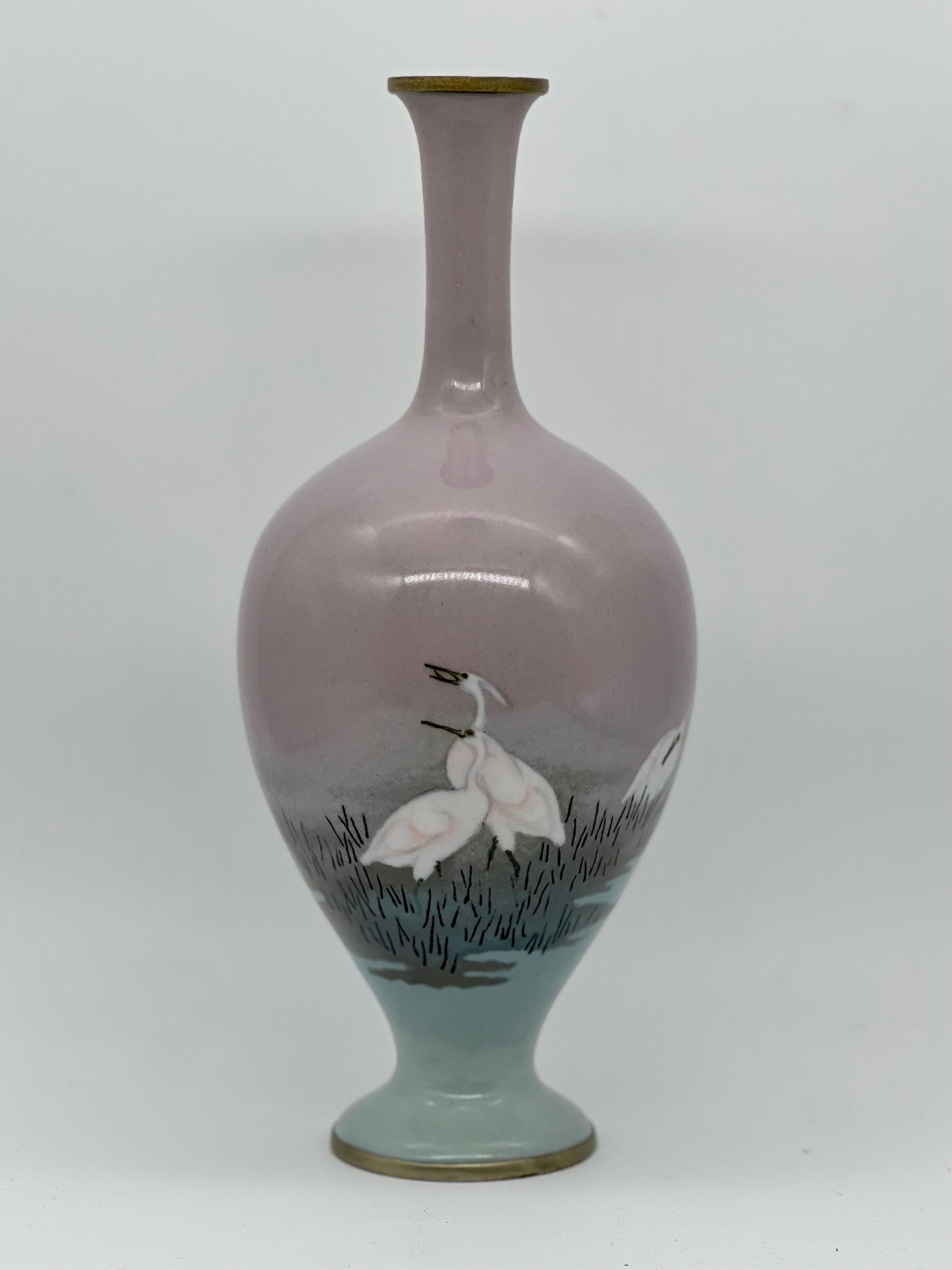 Enamel Fine Japanese Cloisonné-enamel and Musen Vase Attributed to Namikawa Sosuke For Sale