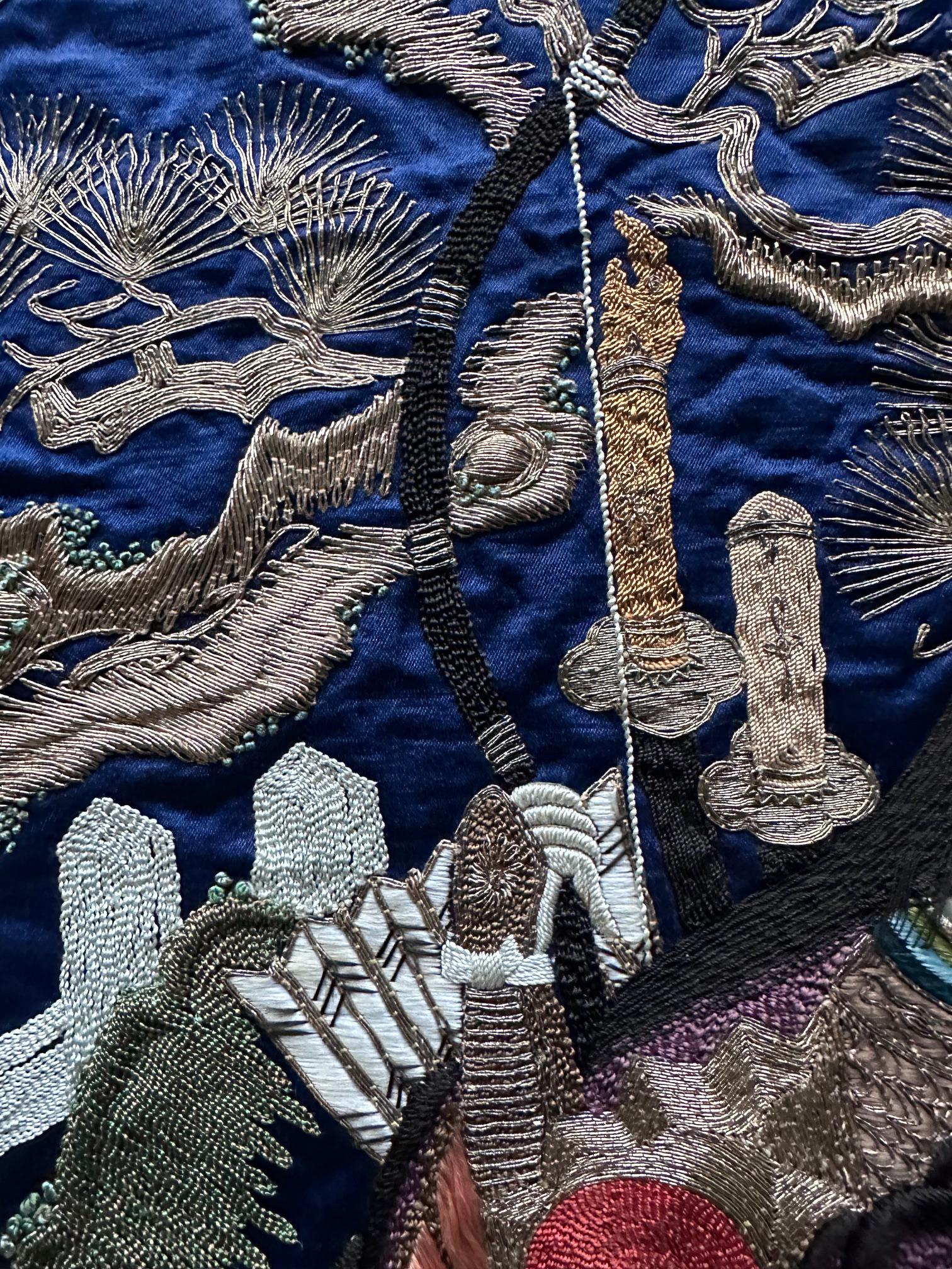 Fine Japanese Embroidery Silk Fukusa Kabuki Story Meiji Period For Sale 5