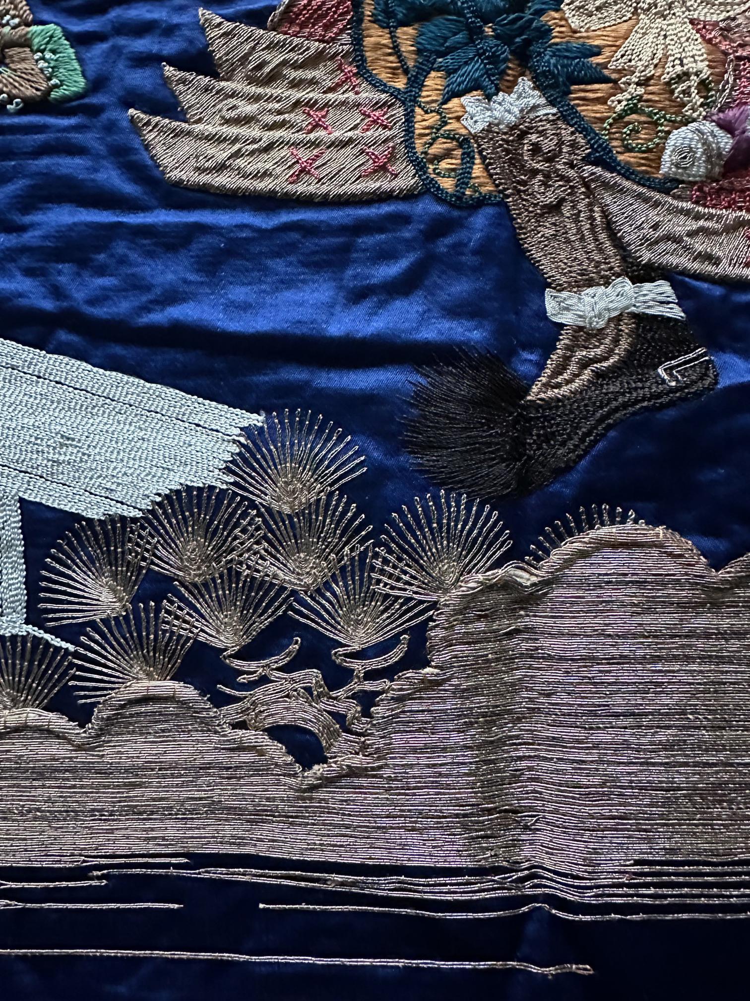Fine Japanese Embroidery Silk Fukusa Kabuki Story Meiji Period For Sale 11