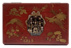 Fine Japanese Export Red Lacquer Box with Masonic Symbols, circa 1800
