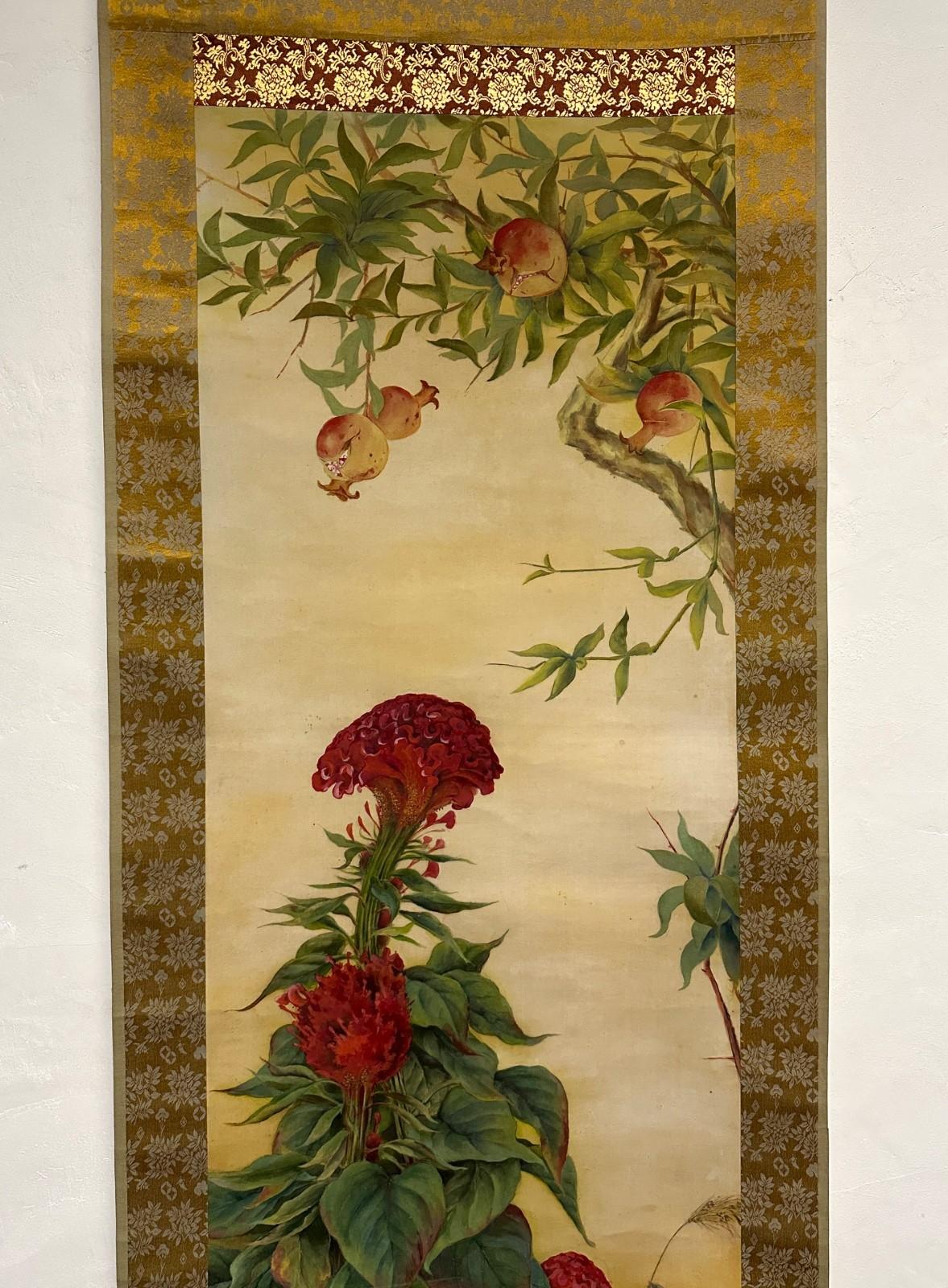 Feine japanische Blumenmalerei, Taisho-Periode, frühes 20. Jahrhundert im Angebot 5