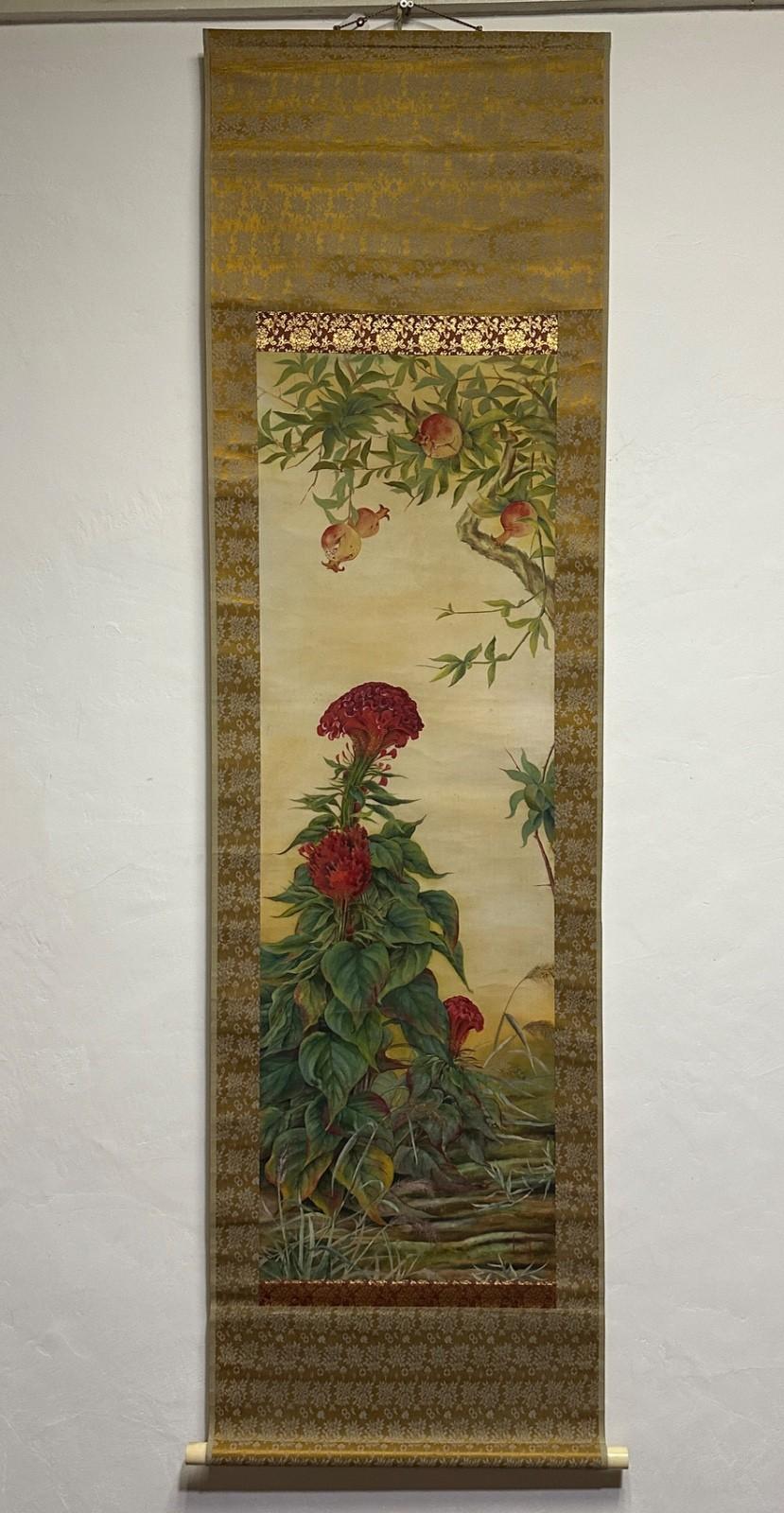 Feine japanische Blumenmalerei, Taisho-Periode, frühes 20. Jahrhundert im Angebot 3