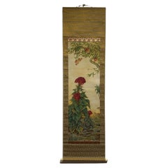 Rouleau de peinture florale japonaise, période Taisho, début du 20e siècle