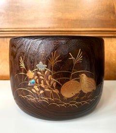 Fine Japanese Hibachi Lacquer with Inlays Meiji Period