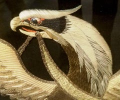 Fine Japanese Large American Eagle and Stars and Stripes Silkwork Picture