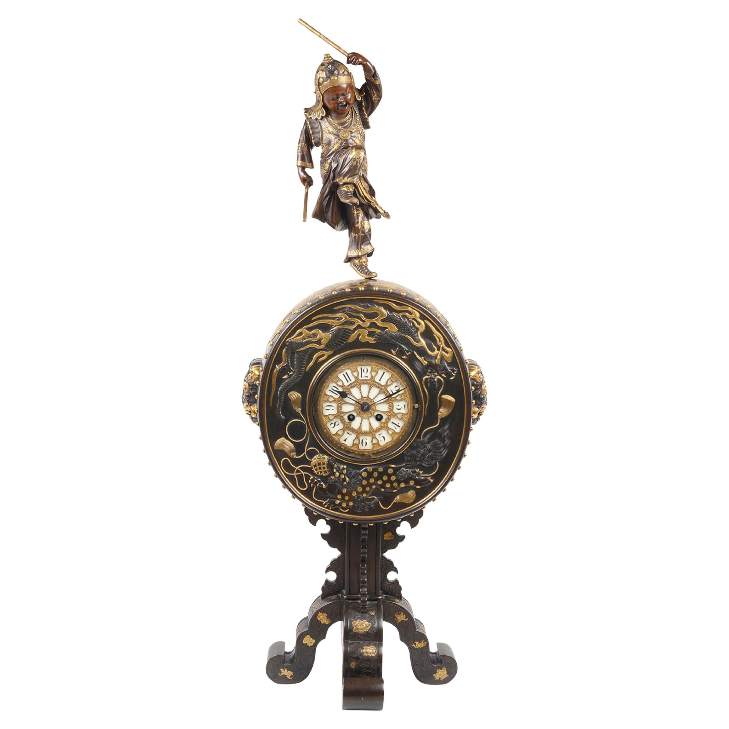 Fine Japanese Miyao Bronze Mantel Clock