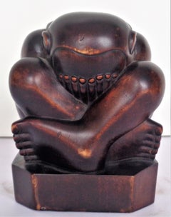 Japanese Wood Carving Sumo Wrestler, 1930-1940
