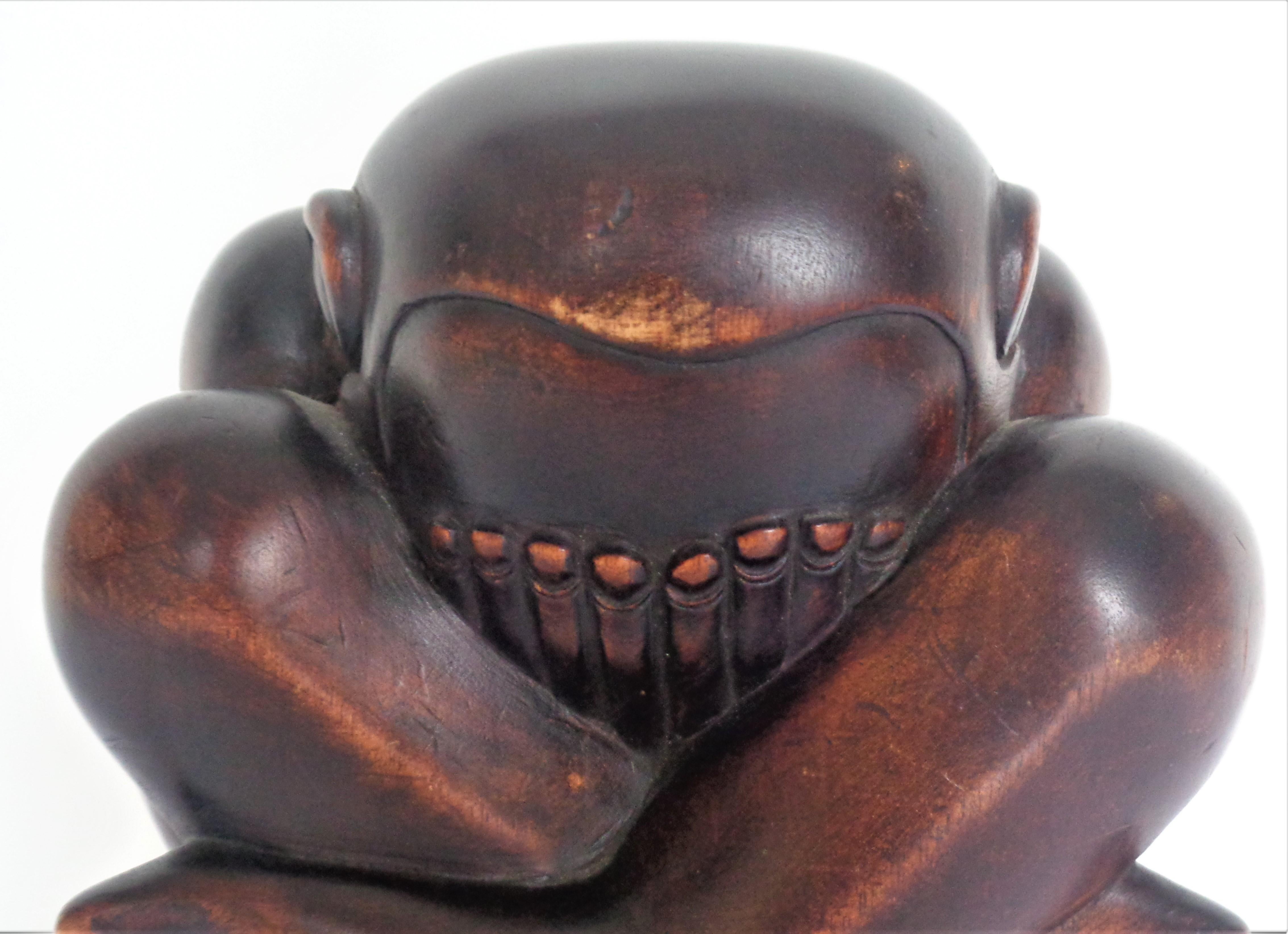  Japanese Wood Carving Sumo Wrestler, 1930-1940 In Good Condition In Rochester, NY