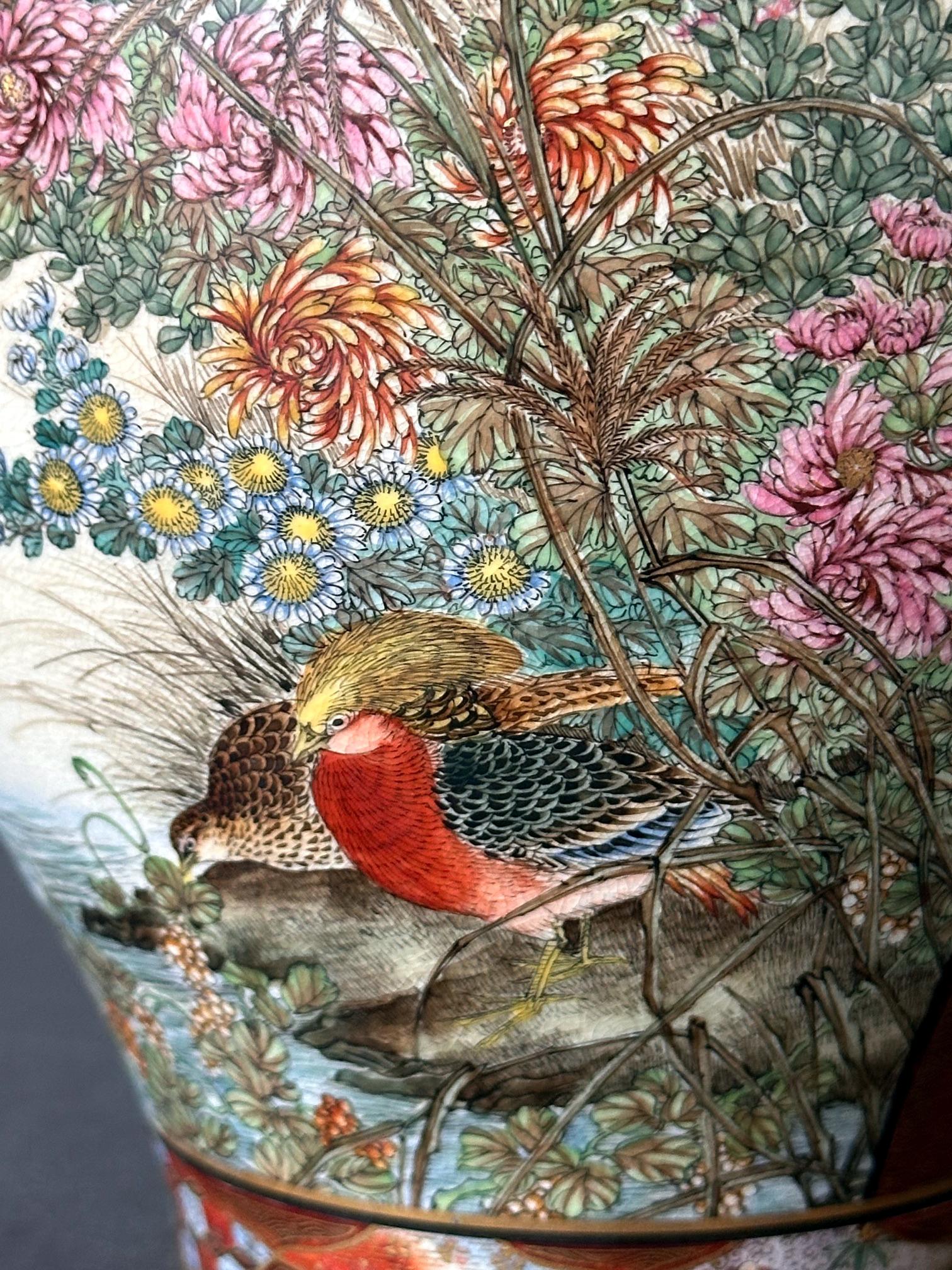Fine Japanese Satsuma Vase by Ryozan Okamoto for Yasuda Company Meiji Period For Sale 5