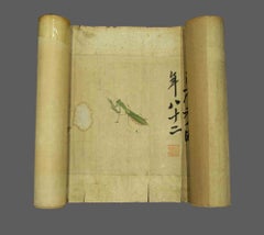 Fine Japanese Scroll Painting Depicting Insects, Early 19th Century