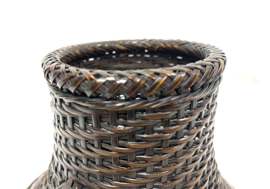 Fine Japanese Split And Stained Bamboo Ikebana Basket In Fair Condition For Sale In Bridgeport, CT