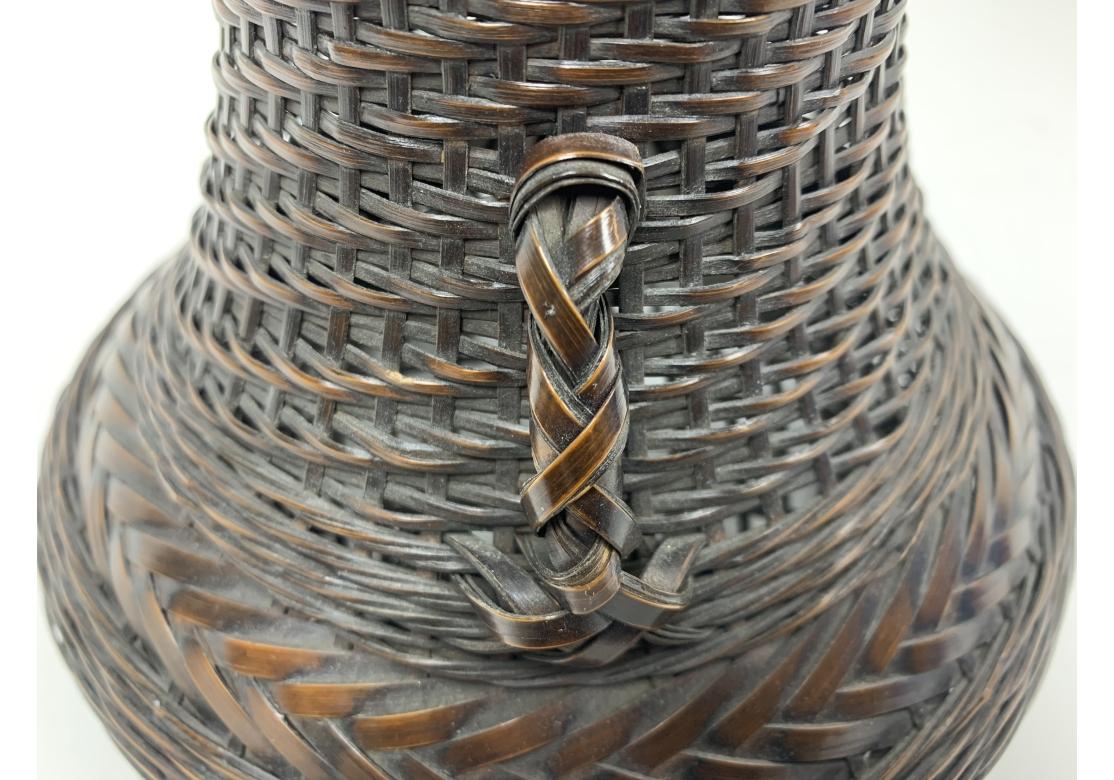 Fine Japanese Split And Stained Bamboo Ikebana Basket For Sale 1